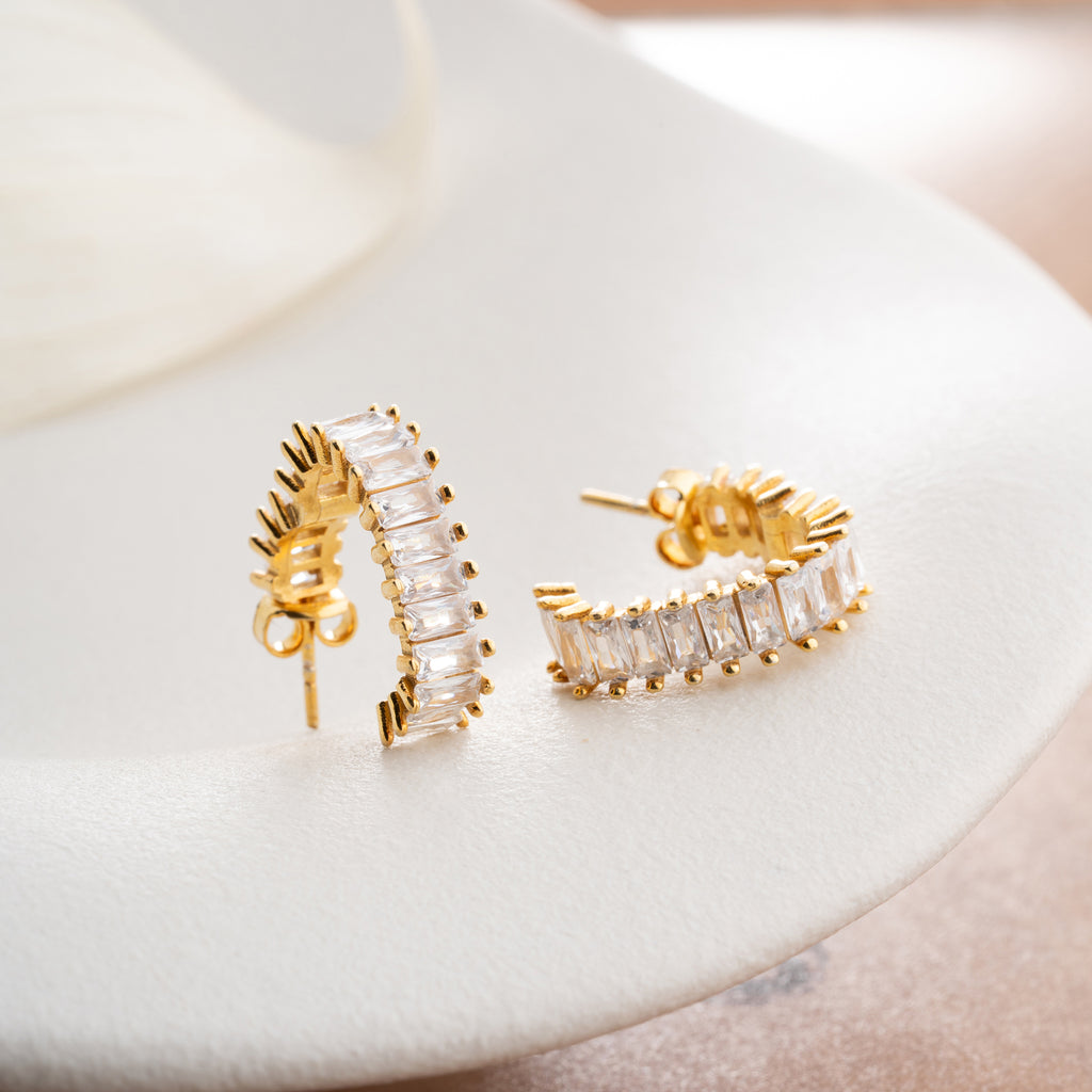 BAGUETTE HJÄRTA Örhänge för upphängning | 925 SILVER