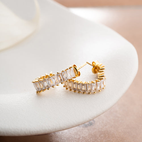 BAGUETTE HJÄRTA Örhänge för upphängning | 925 SILVER