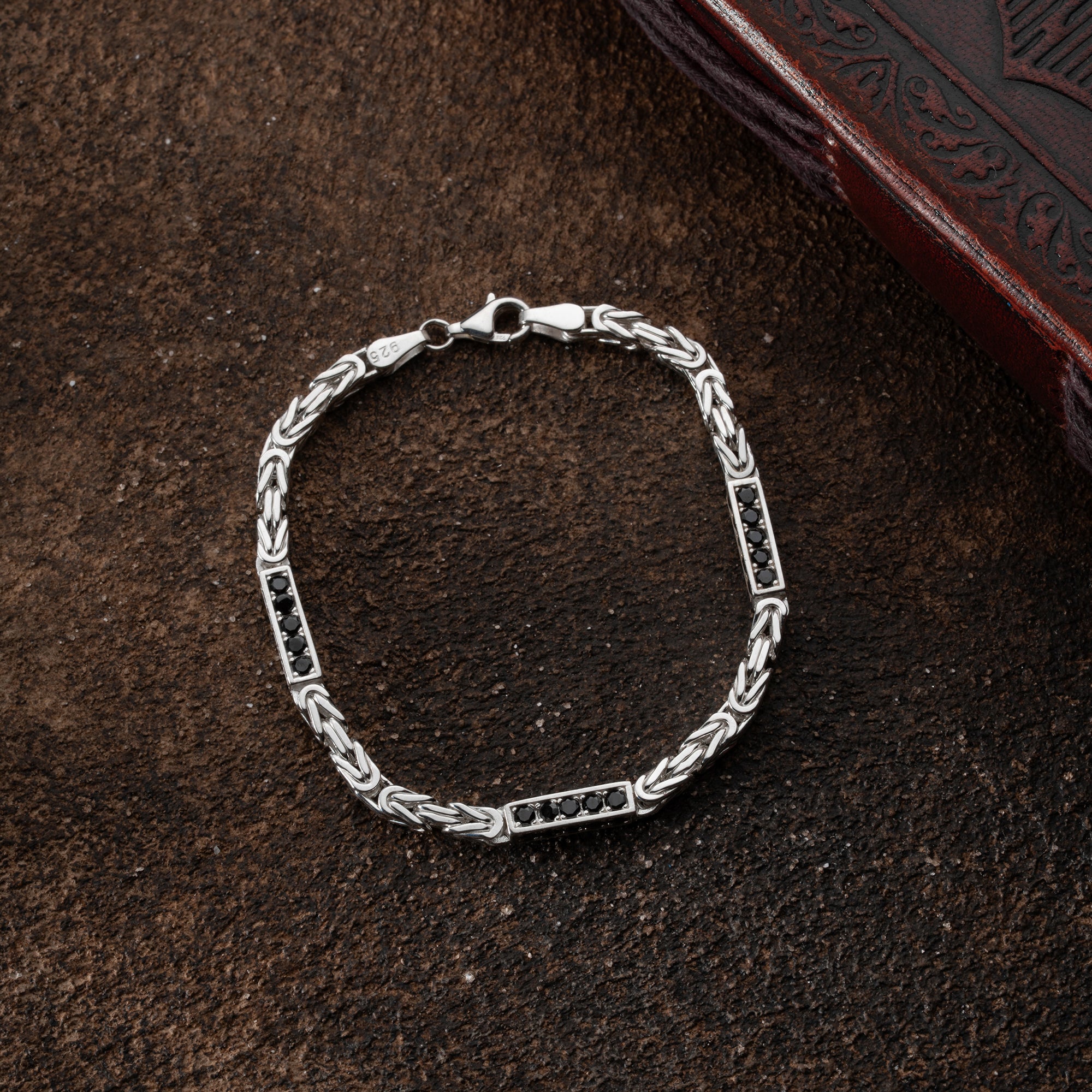 KING ARMBAND SVART RHINESTENES 5MM | 925 SILVER