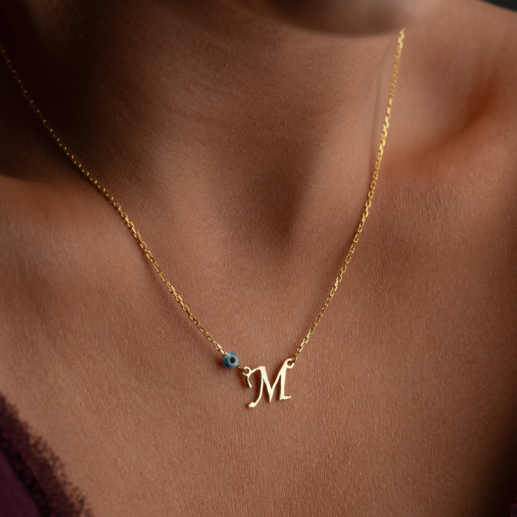 BREV KRAGE MED BLÅT ÖGON | 925 SILVER