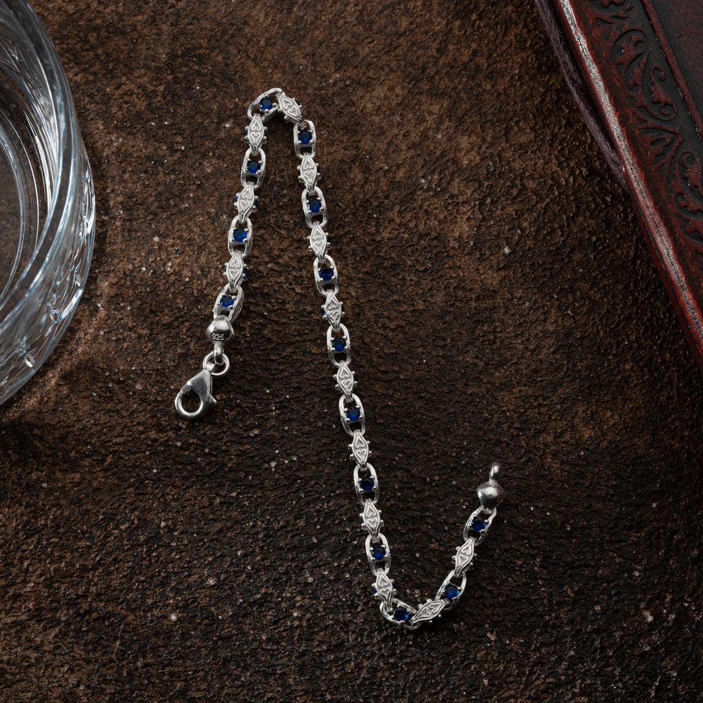 ANCHOR BLÅ DIAMANTARMBAND 5MM | 925 SILVER