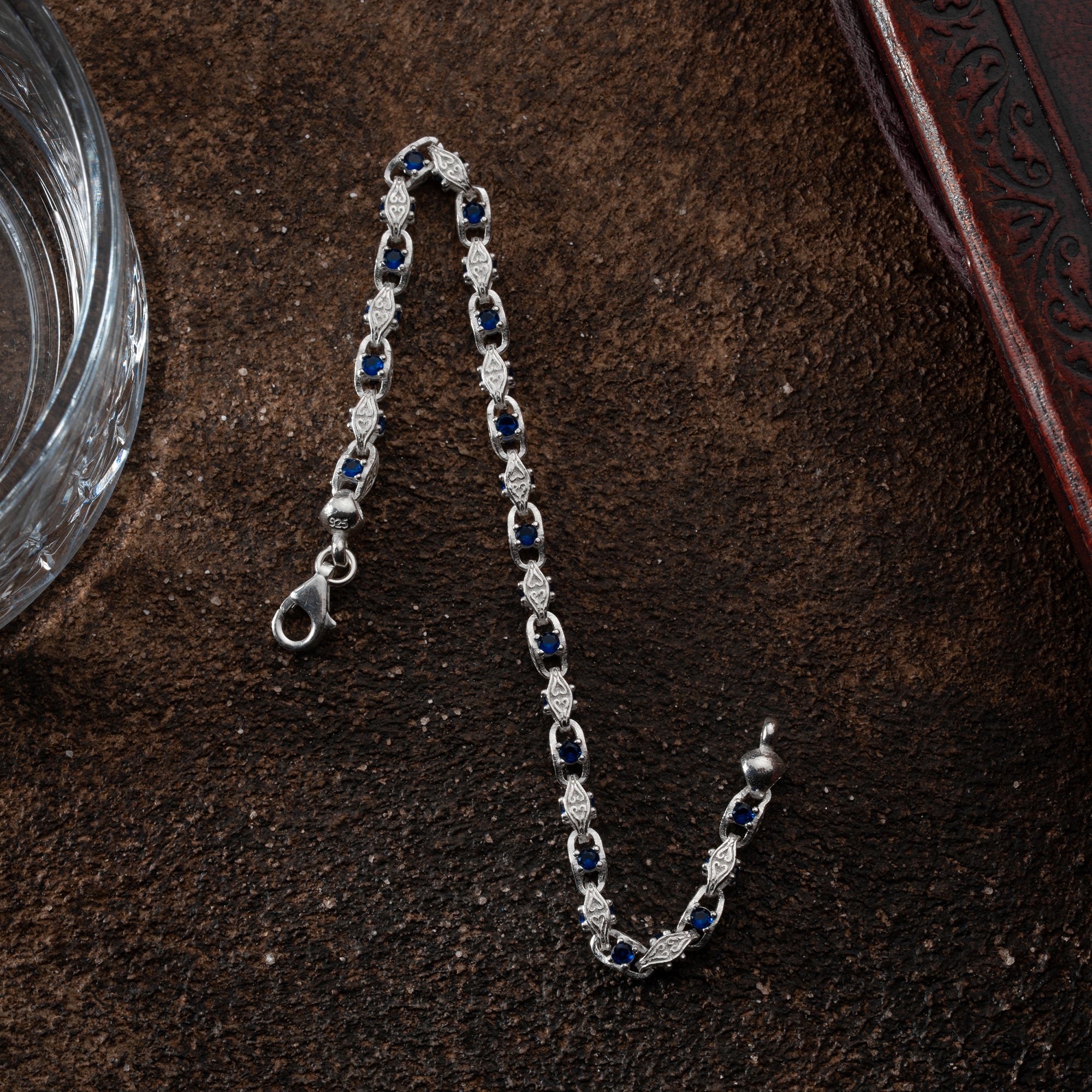 ANCHOR BLÅ DIAMANTARMBAND 5MM | 925 SILVER