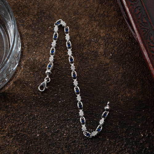 ANCHOR BLÅ DIAMANTARMBAND 5MM | 925 SILVER