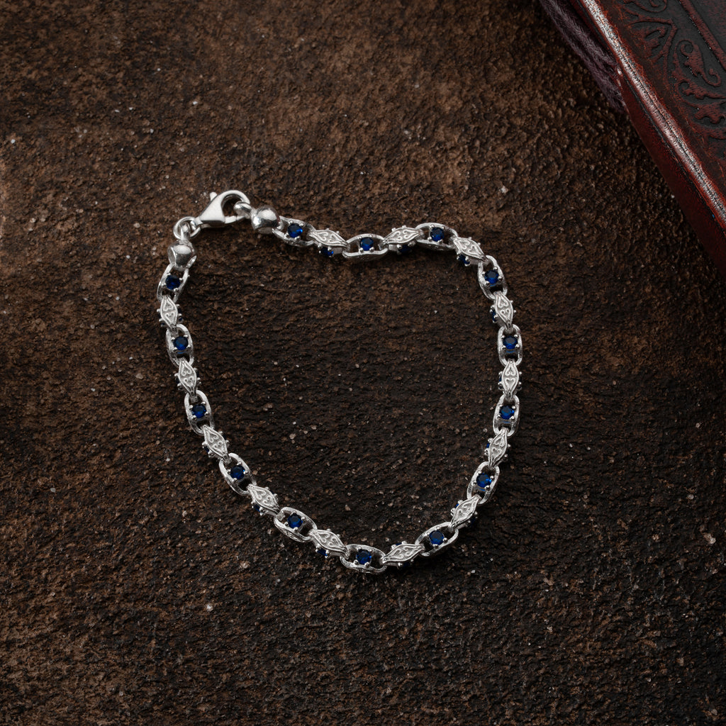 ANCHOR BLÅ DIAMANTARMBAND 5MM | 925 SILVER