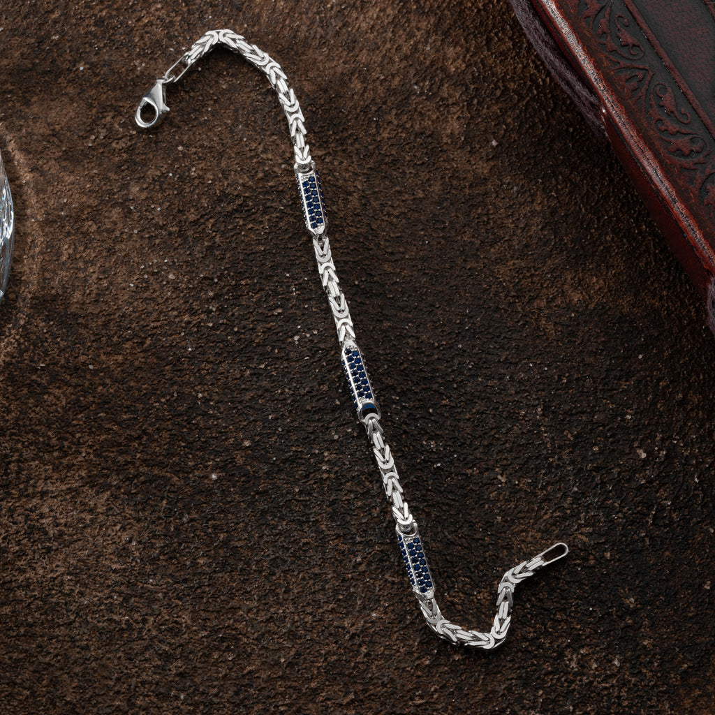 KING ARMBAND BLÅ RINESTENAR 5MM | 925 SILVER