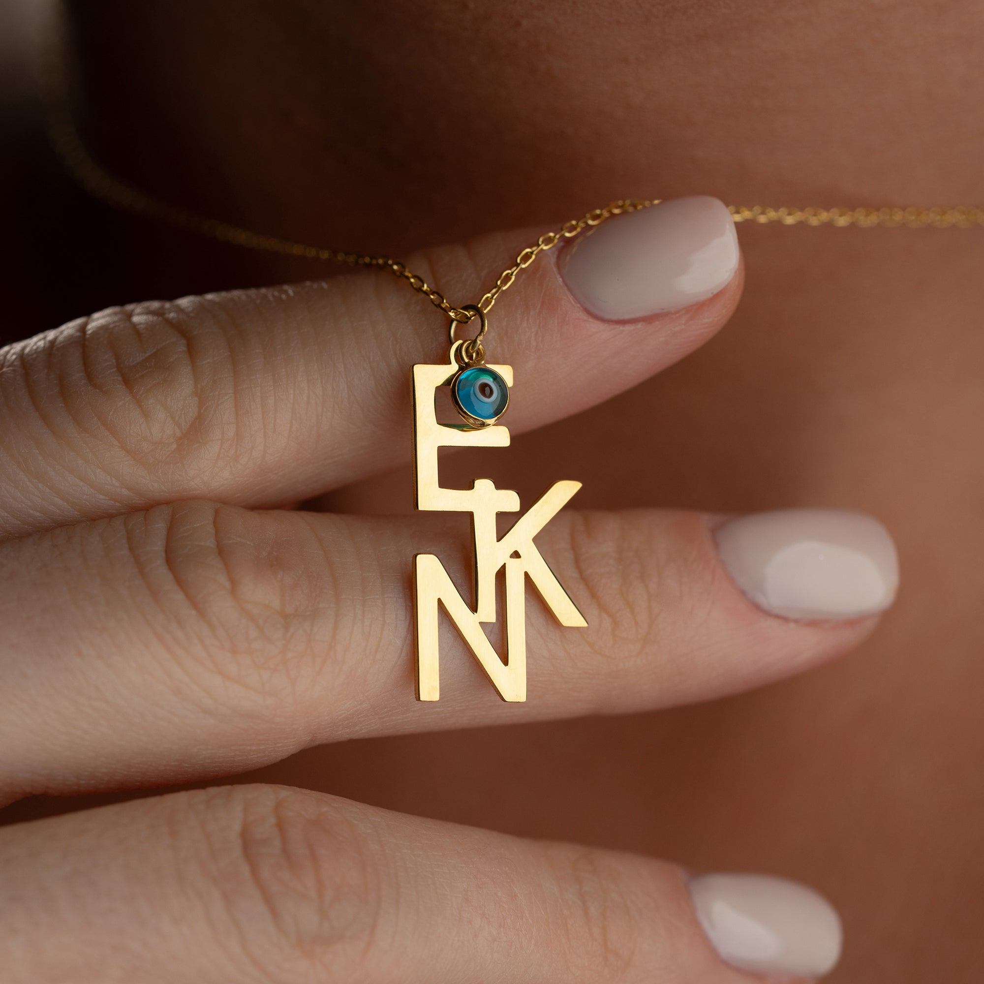 TRIO INITIALER HALSBAND MED NAZAR | 925 SILVER