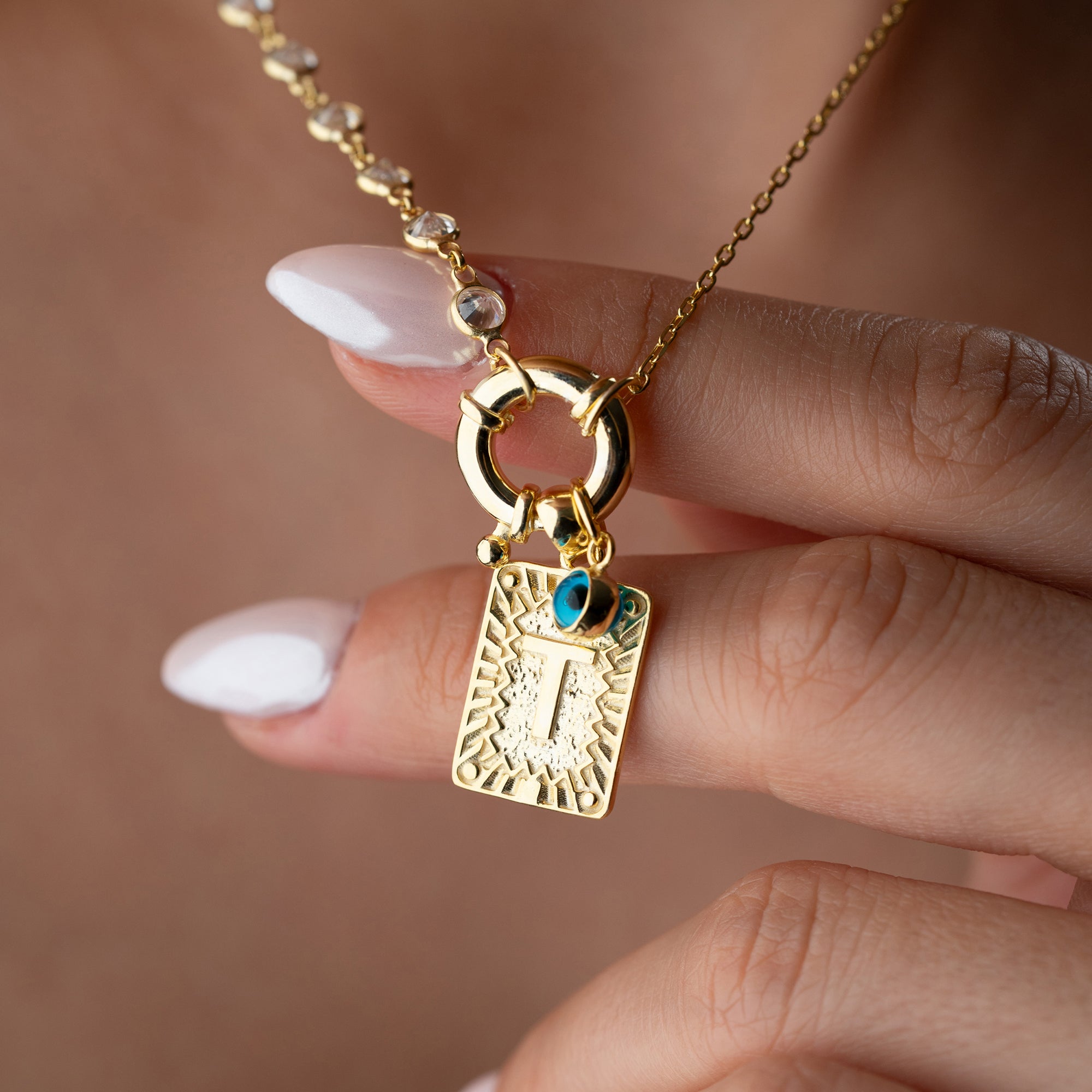 KEDJEDESIGN ICED BREV MED NAZAR | 925 SILVER