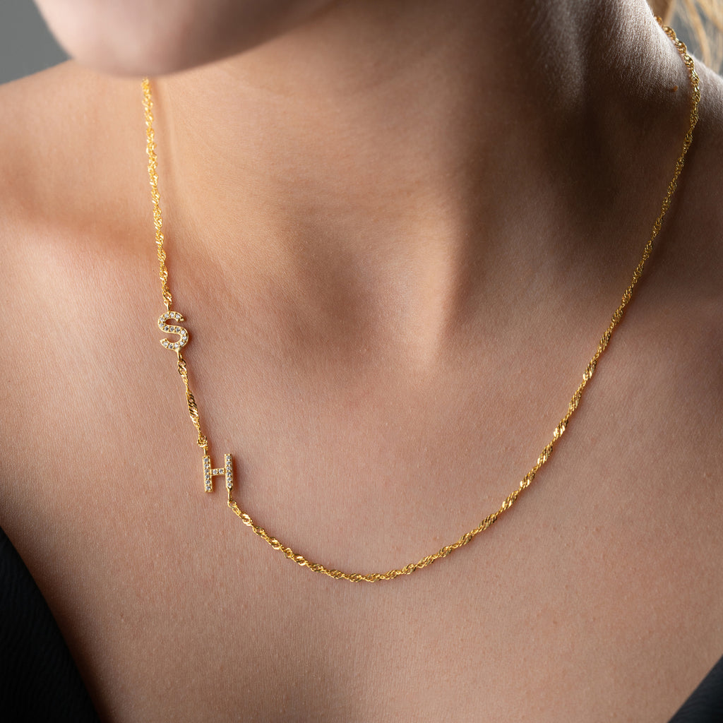 SINGAPORE DUO ZIRKONIA BRUKSHALSBAND | 925 SILVER