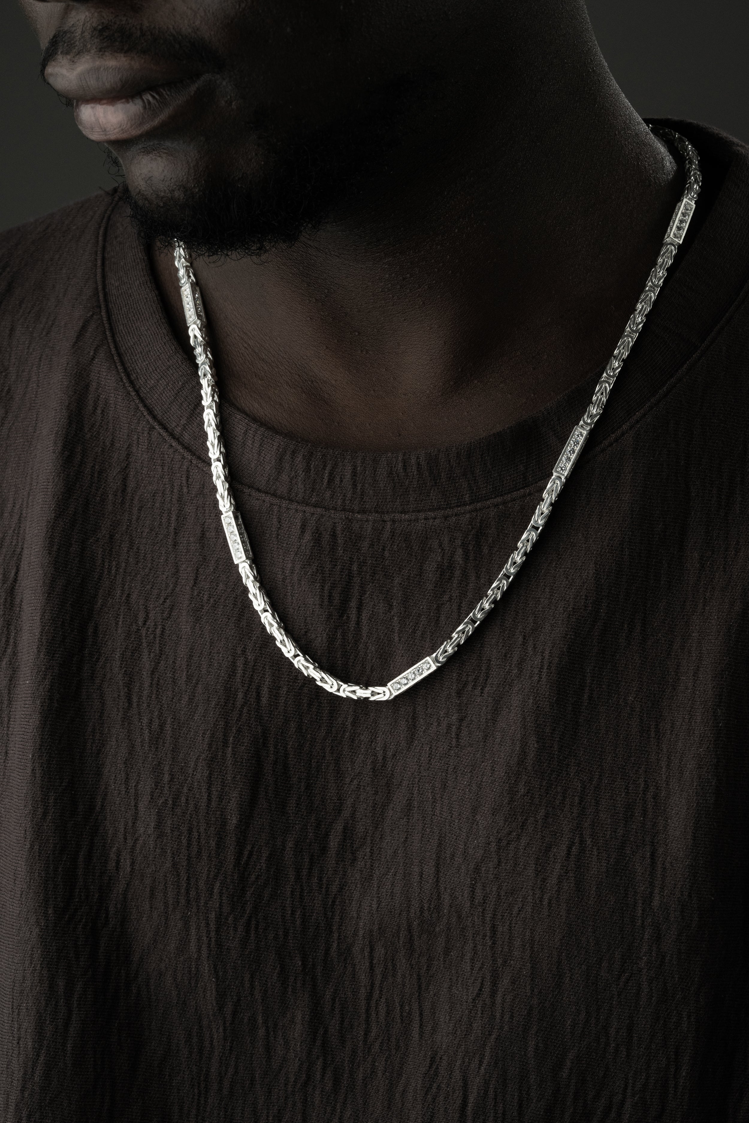 KUNGEN KEDJA MED RHINESTENES | 925 SILVER 