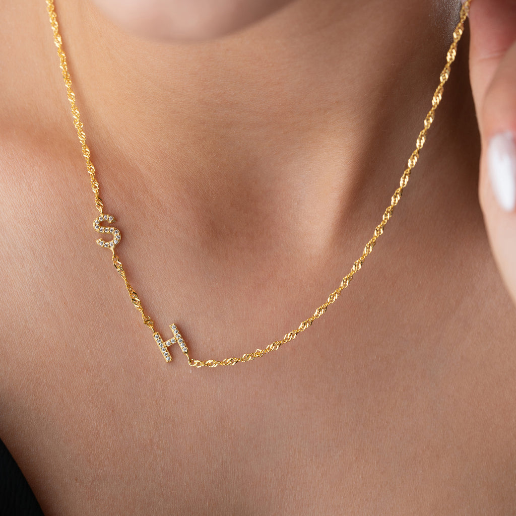 SINGAPORE DUO ZIRKONIA BRUKSHALSBAND | 925 SILVER