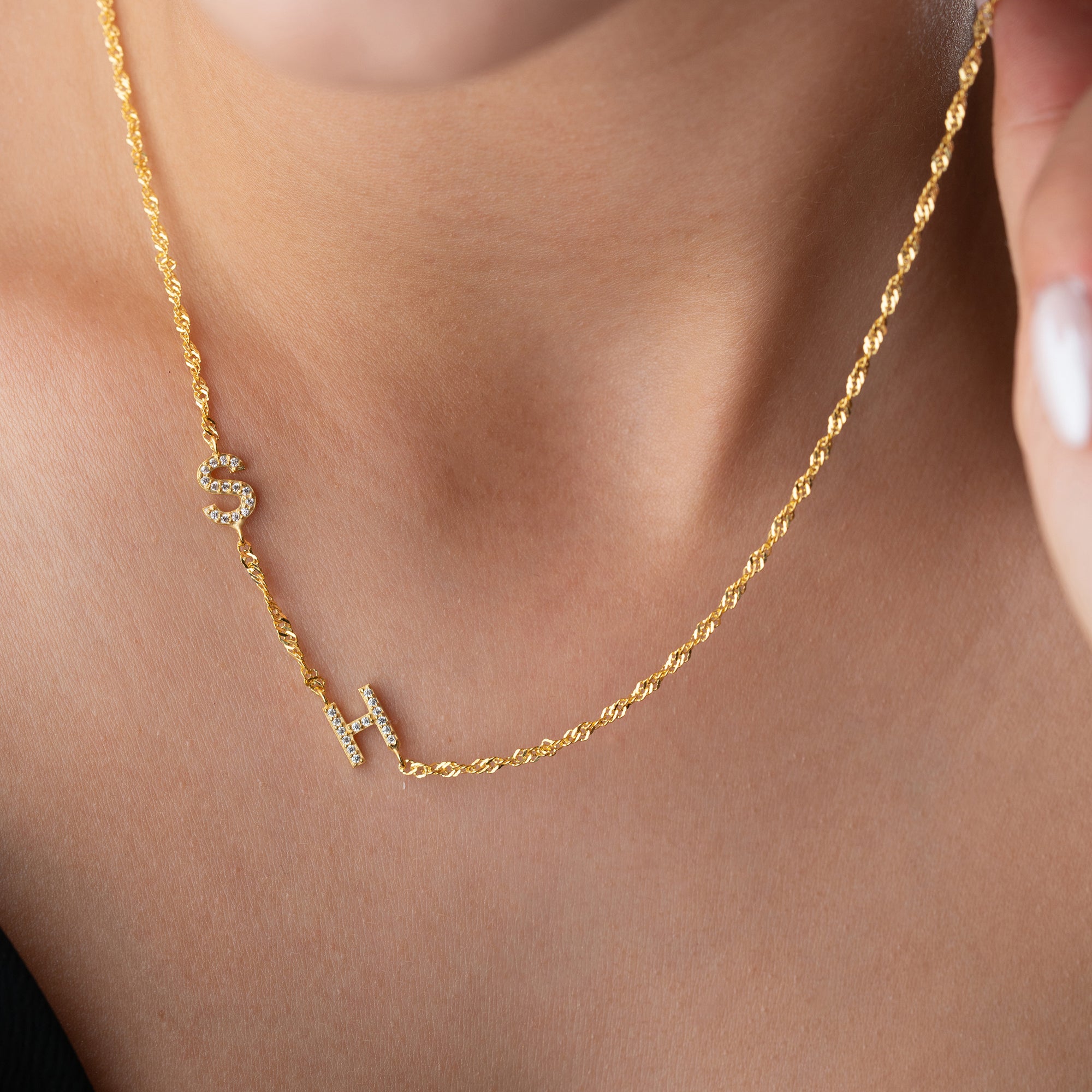 SINGAPORE DUO ZIRKONIA BRUKSHALSBAND | 925 SILVER