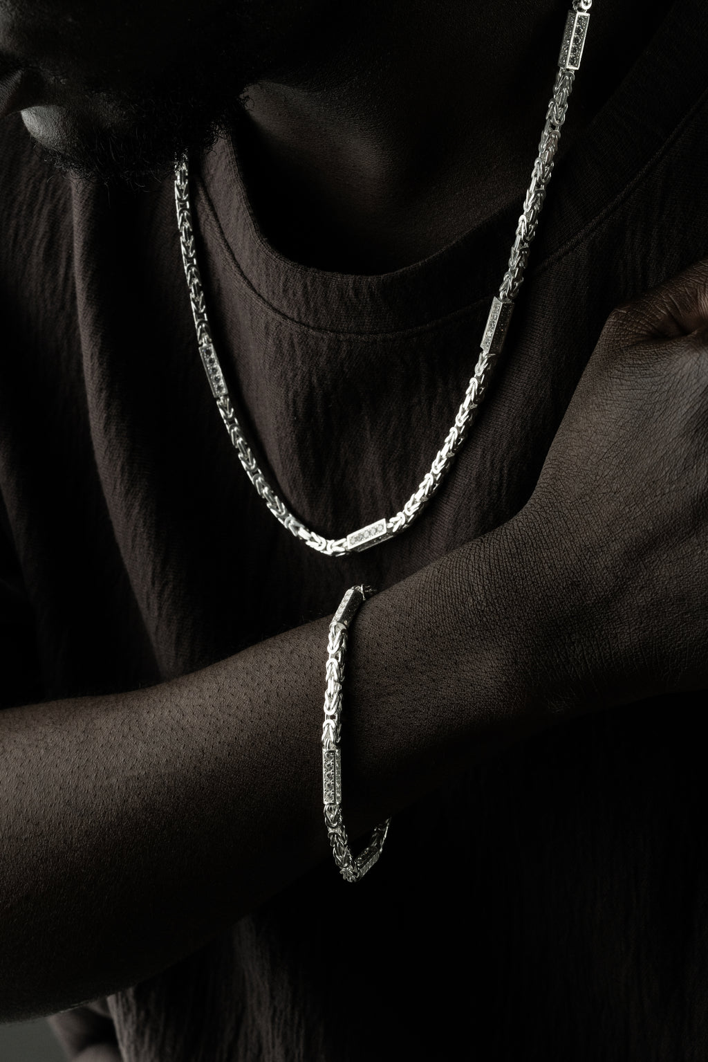 KING KEDJA MED RHINESTENES 4 mm SET | 925 SILVER