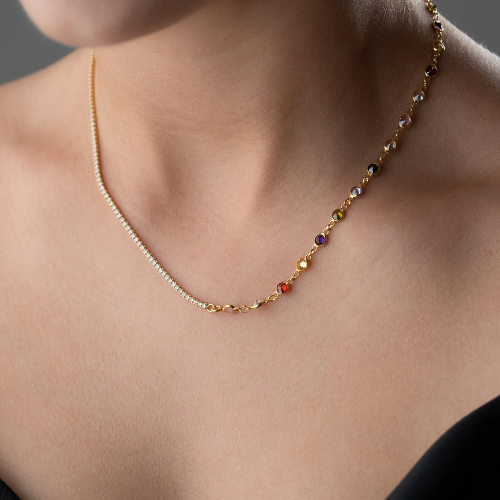 ICED X FÄRGFULL KEDJA | 925 SILVER