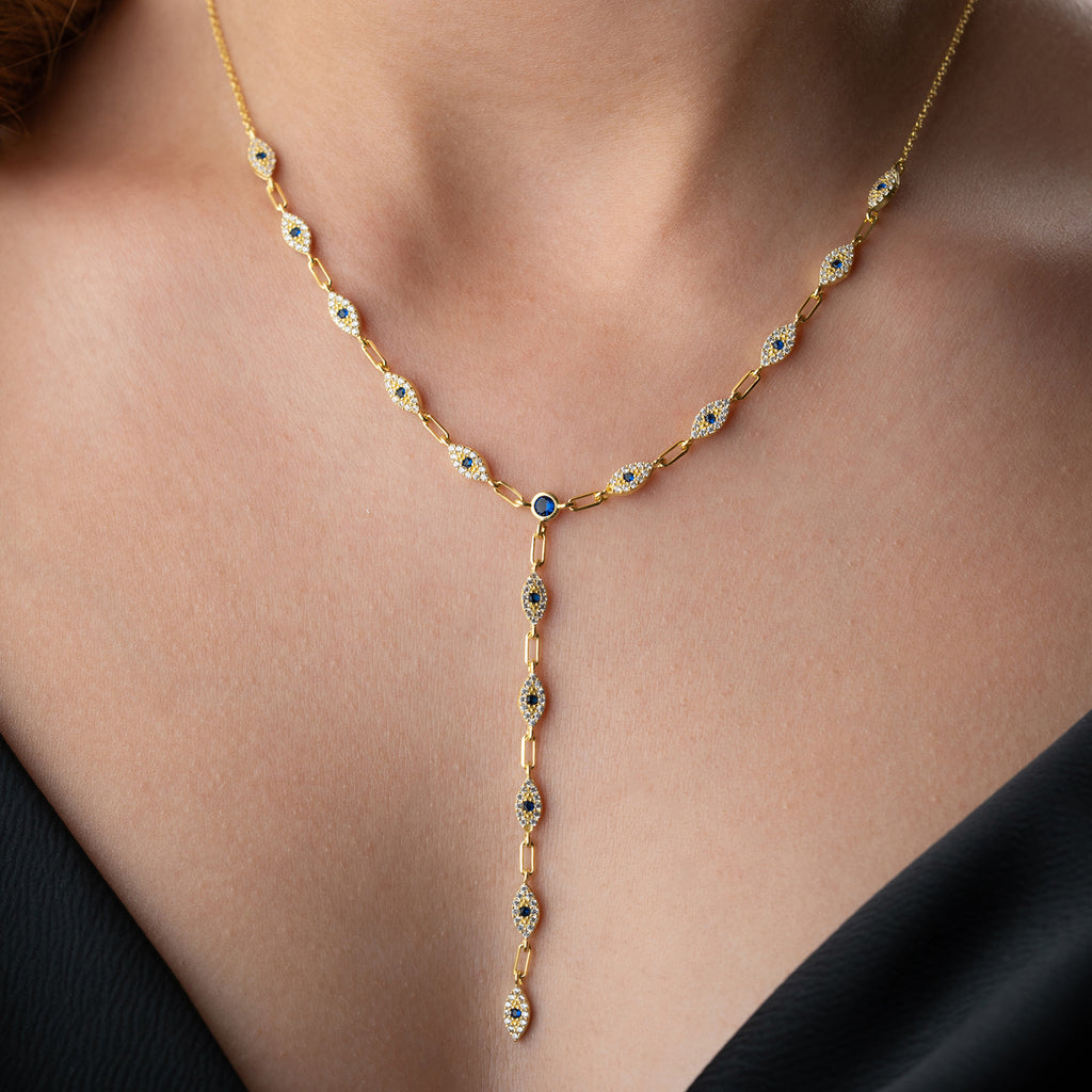 MINI BLUE EYE Y KEDJA | 925 SILVER