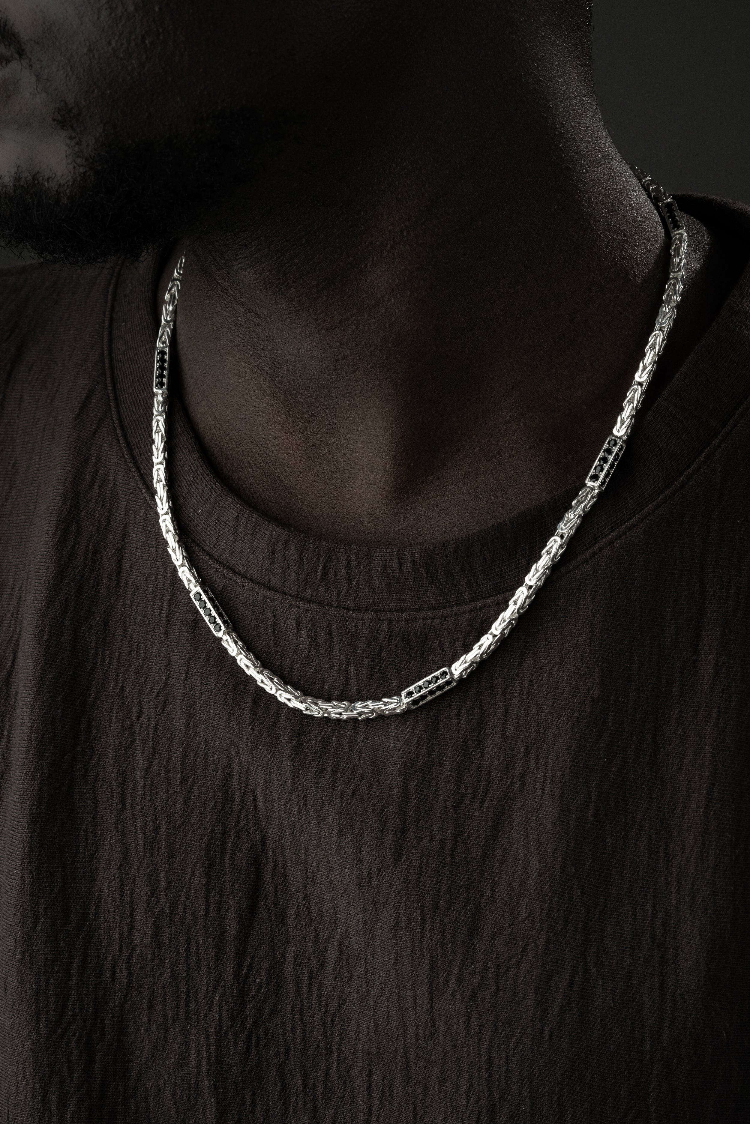 KING KEDJA SVART RHINESTENES 4mm | 925 SILVER