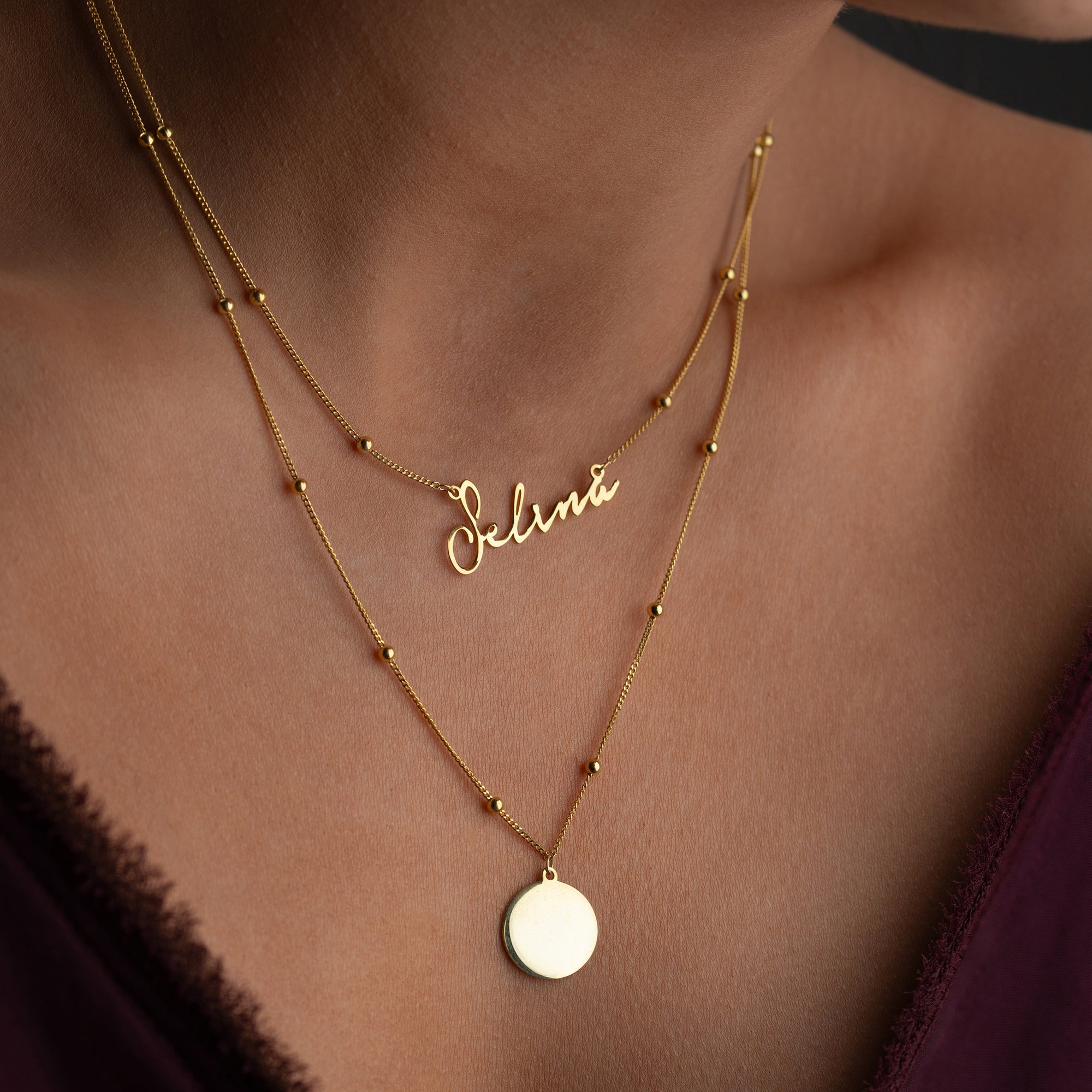 VINTAGE GOURMET NAMN KRAGE MED PLATSER | 925 SILVER