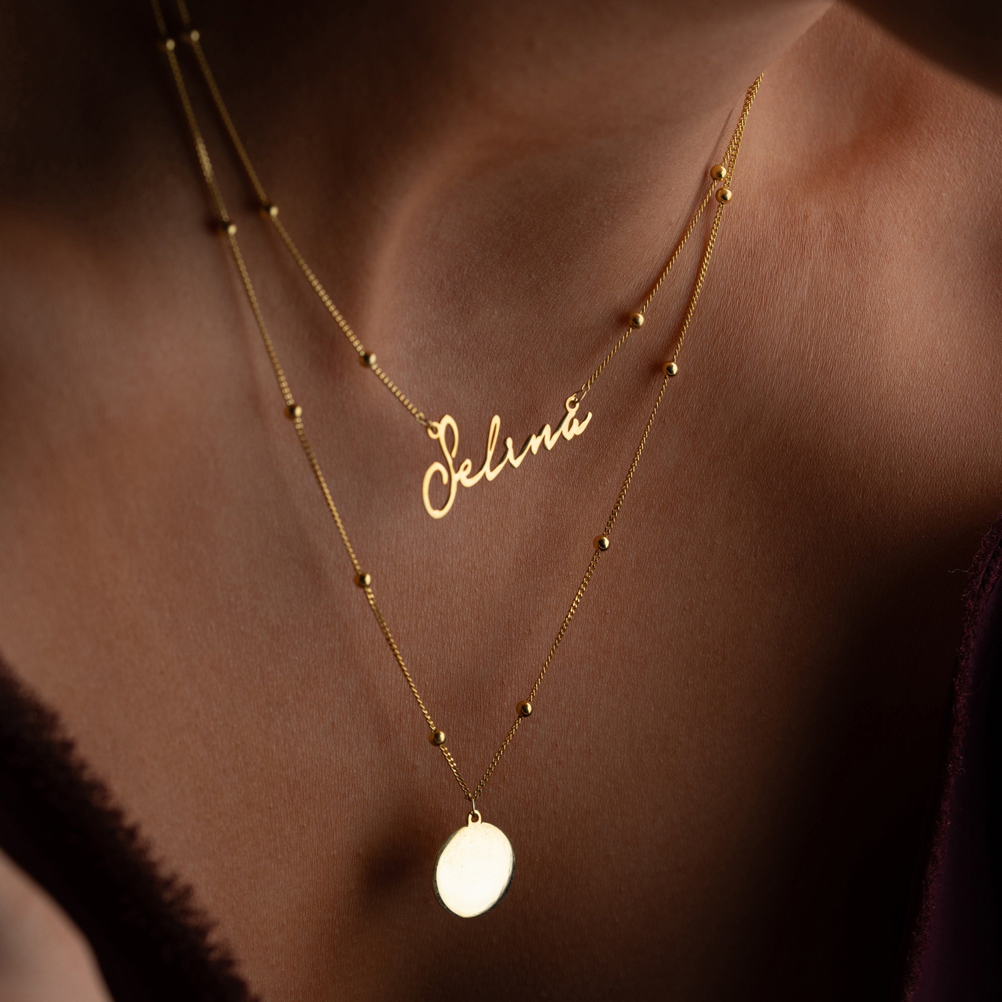 VINTAGE GOURMET NAMN KRAGE MED PLATSER | 925 SILVER