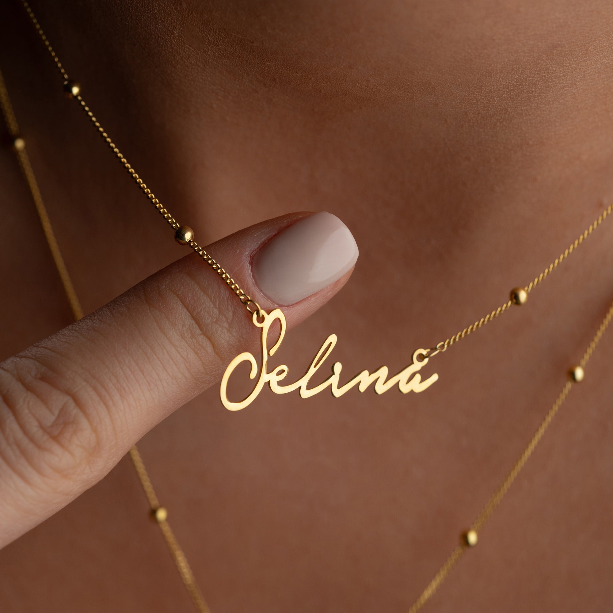 VINTAGE GOURMET NAMN KRAGE MED PLATSER | 925 SILVER