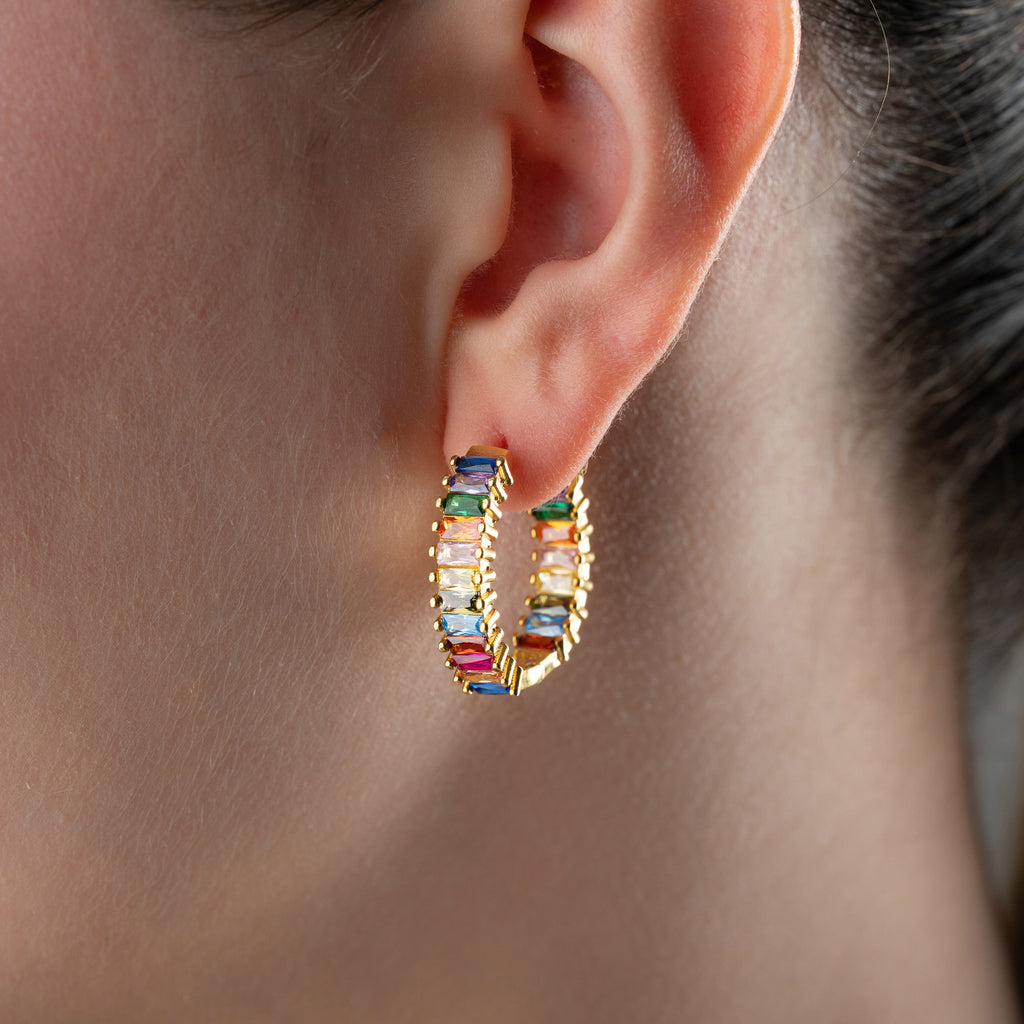 BAGUETTE FÄRGGLAD HÄNGNING | 925 SILVER