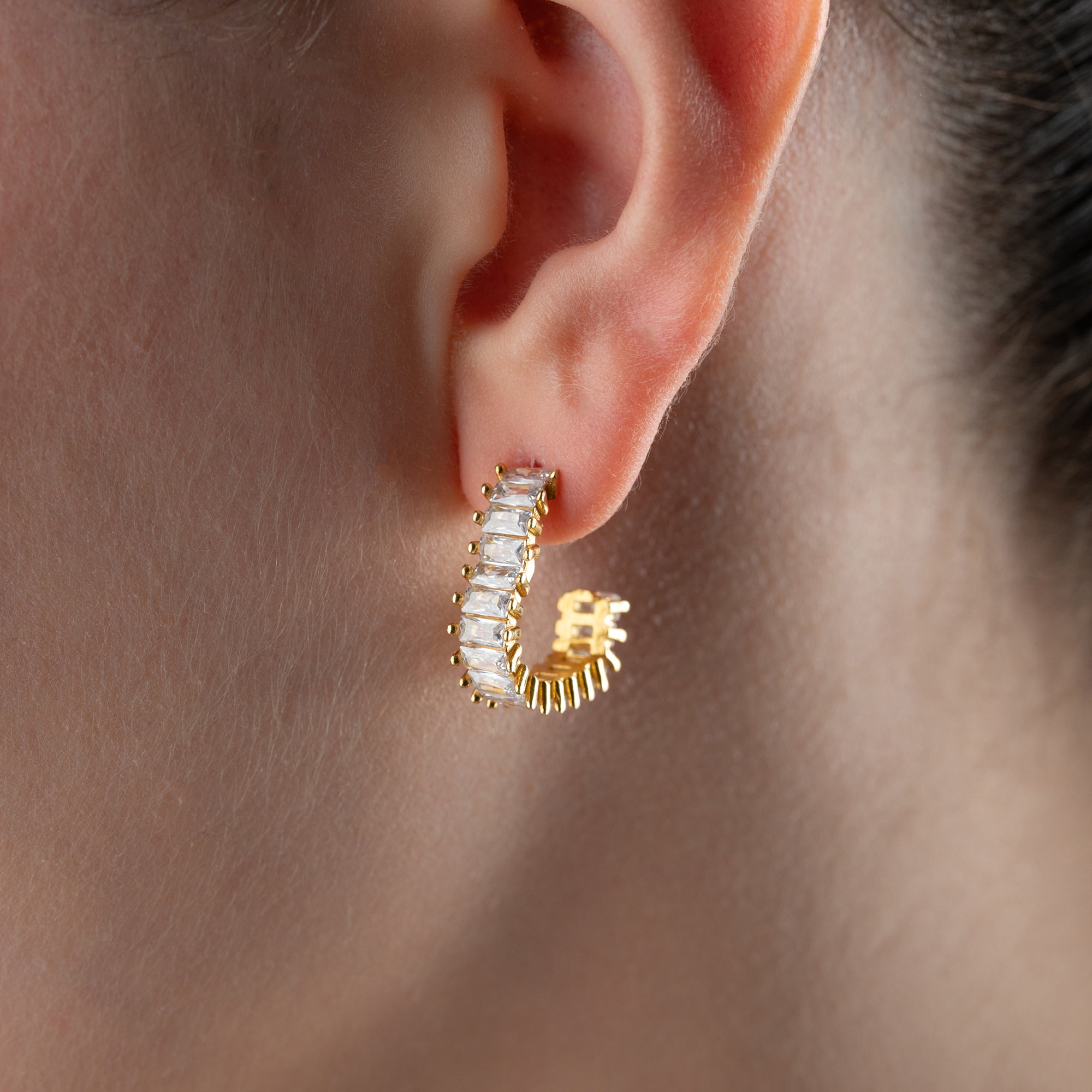 BAGUETTE HJÄRTA Örhänge för upphängning | 925 SILVER