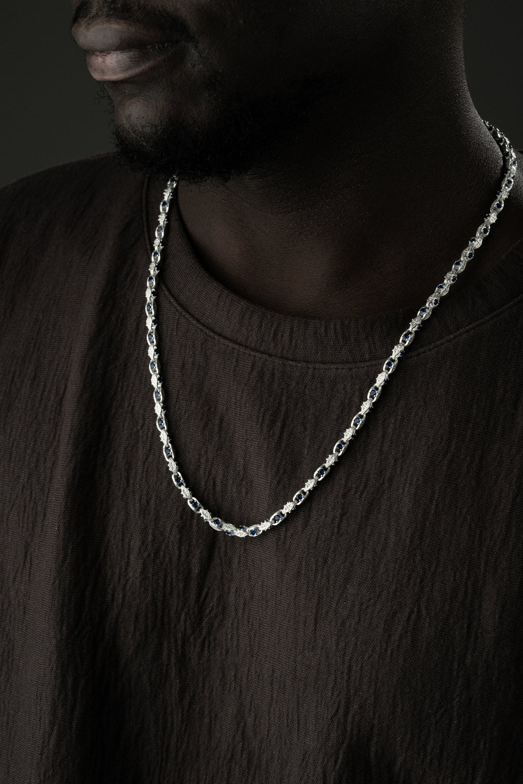 ANKER BLÅ DIAMANT KRAGE | 925 SILVER 