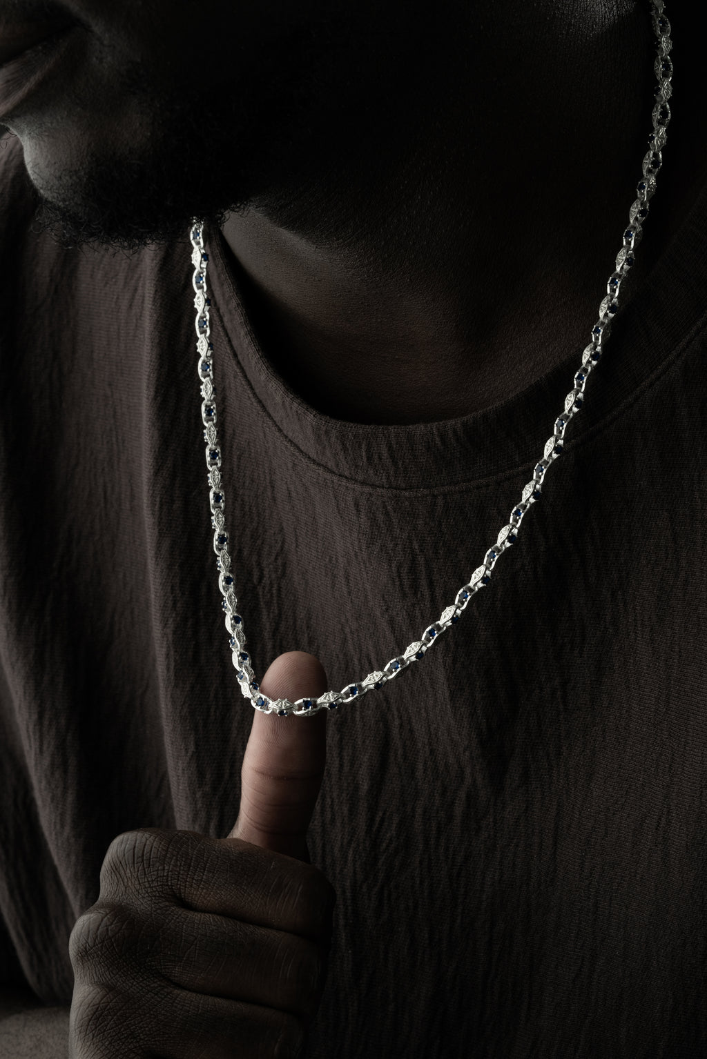 ANKER BLÅ DIAMANT KRAGE | 925 SILVER 