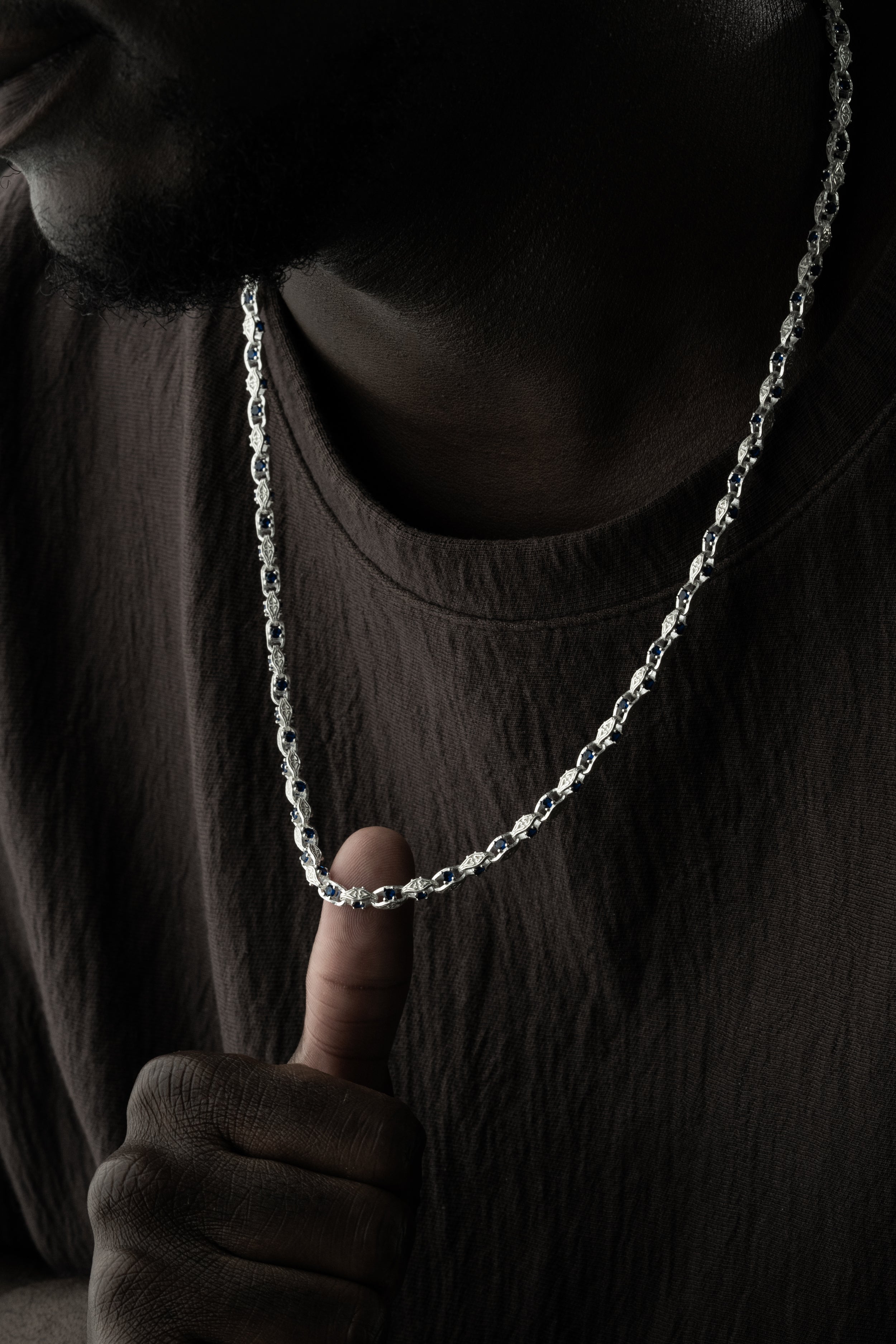 ANKER BLÅ DIAMANT KRAGE | 925 SILVER 