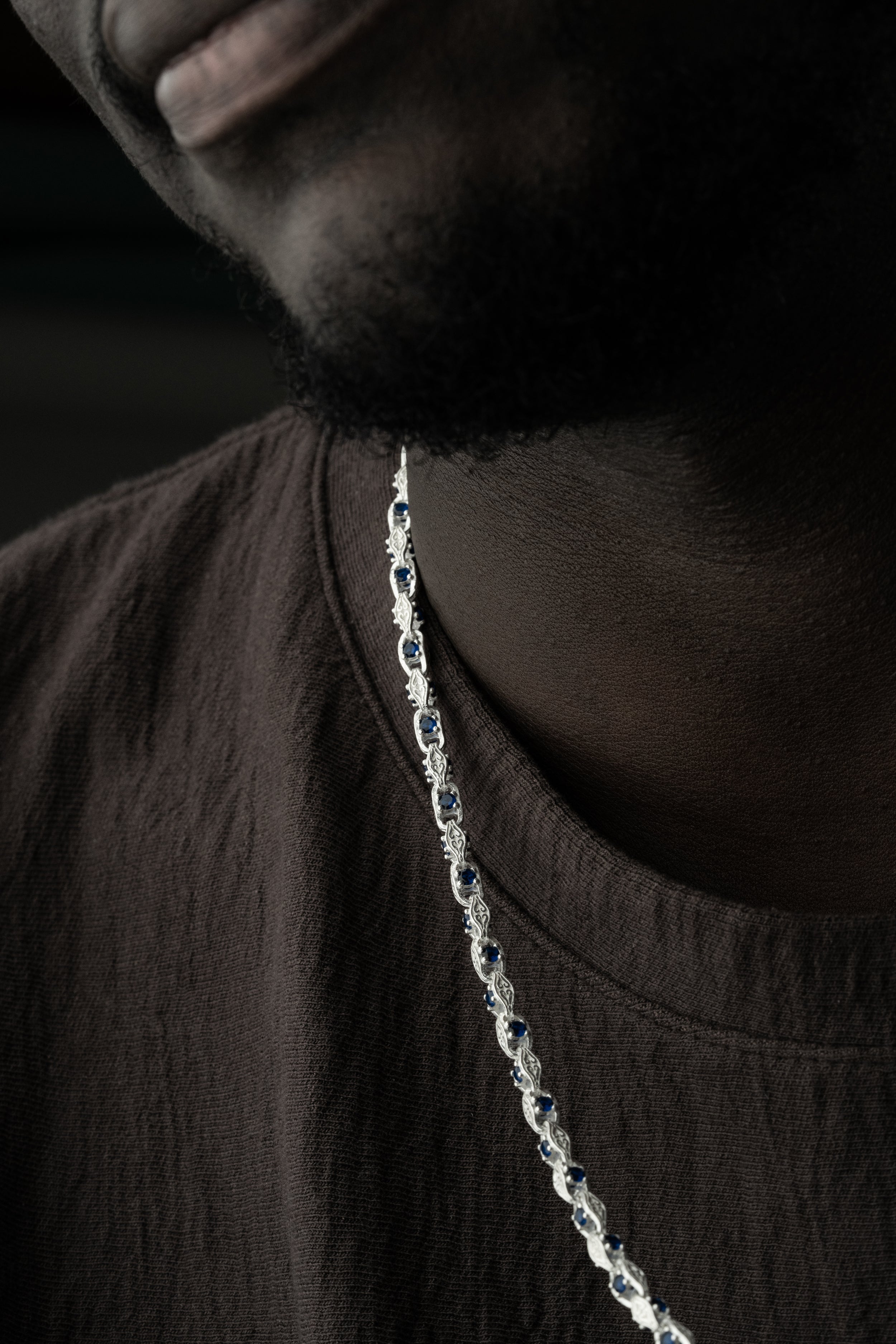 ANKER BLÅ DIAMANT KRAGE | 925 SILVER 