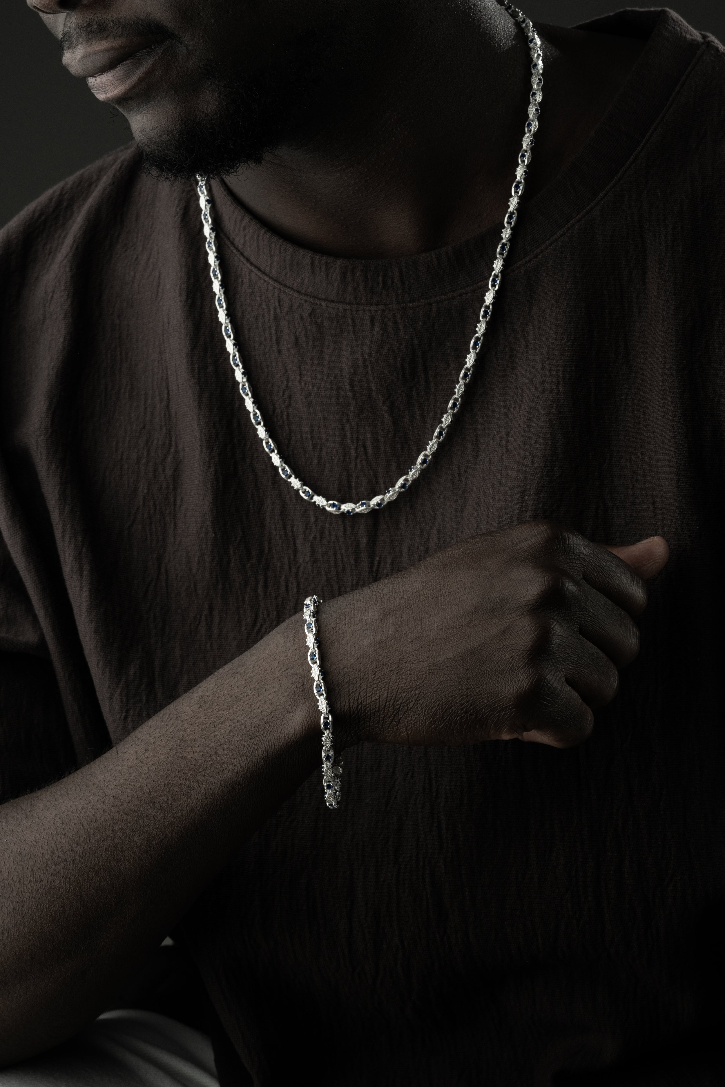 ANKER BLÅ DIAMANT SET | 925 SILVER 