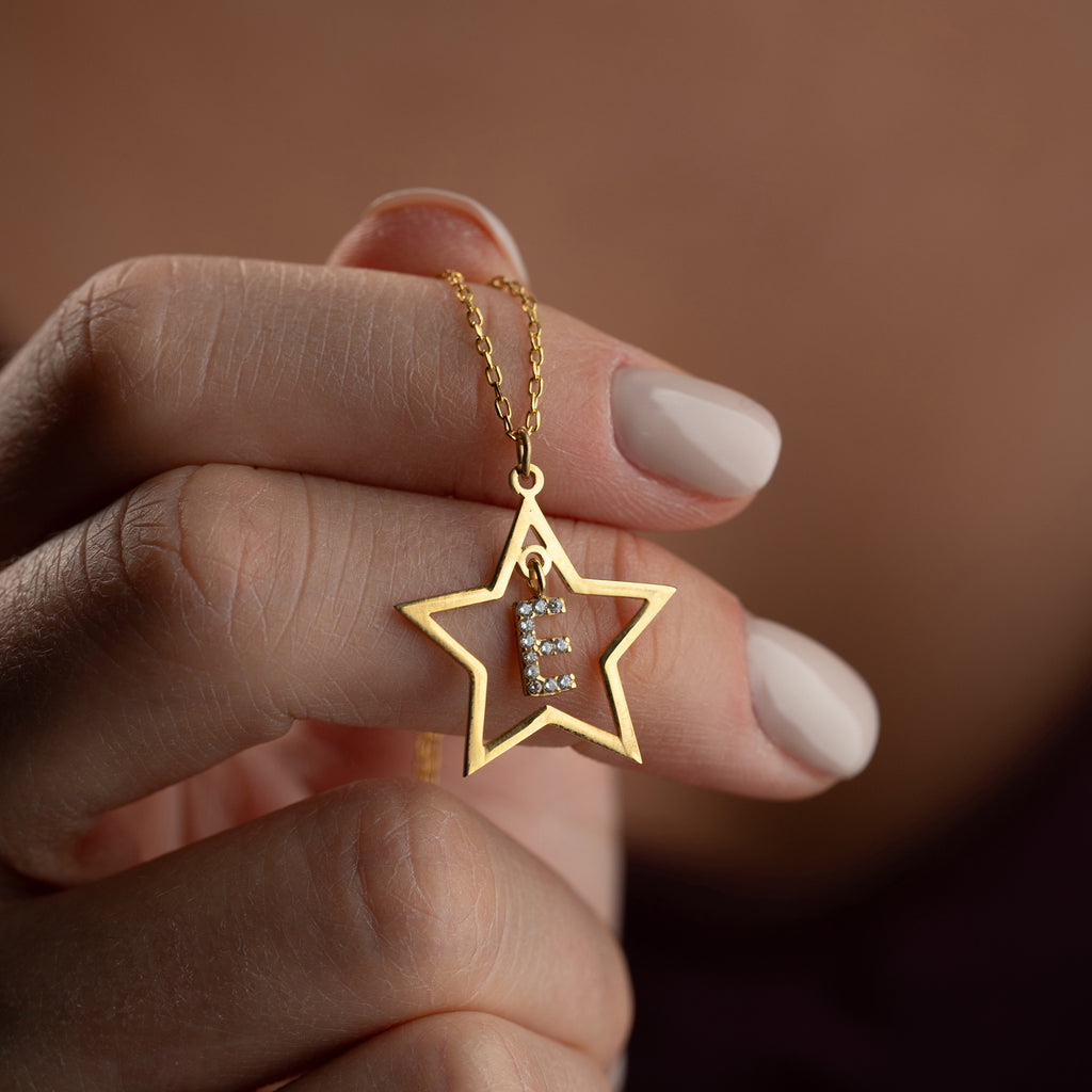 ZIRKONSTENS STJÄRNA BOKSTAVSKRABBE | 925 SILVER