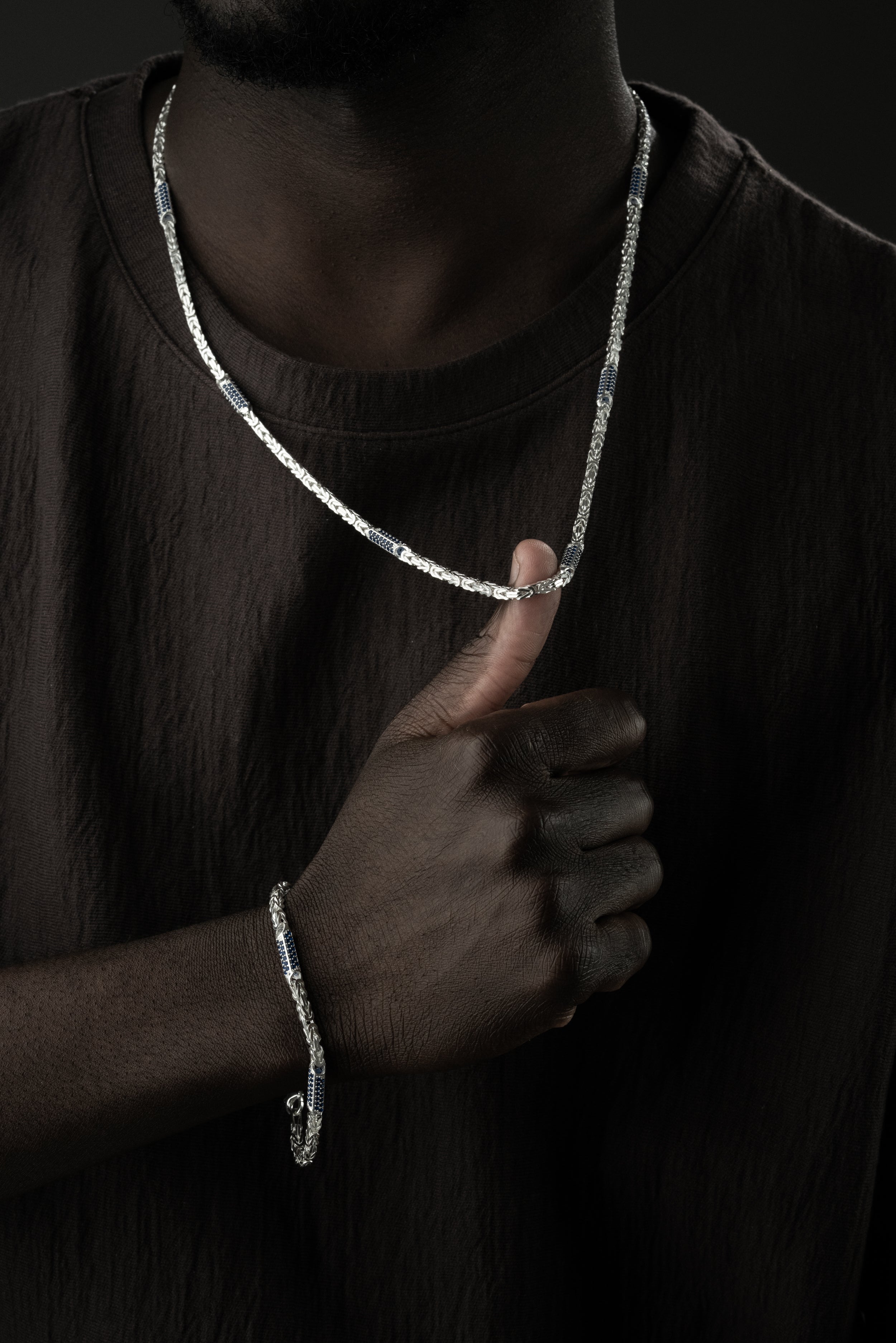 KING COLLAR MED RASMYCKEN BLAD SET | 925 SILVER 