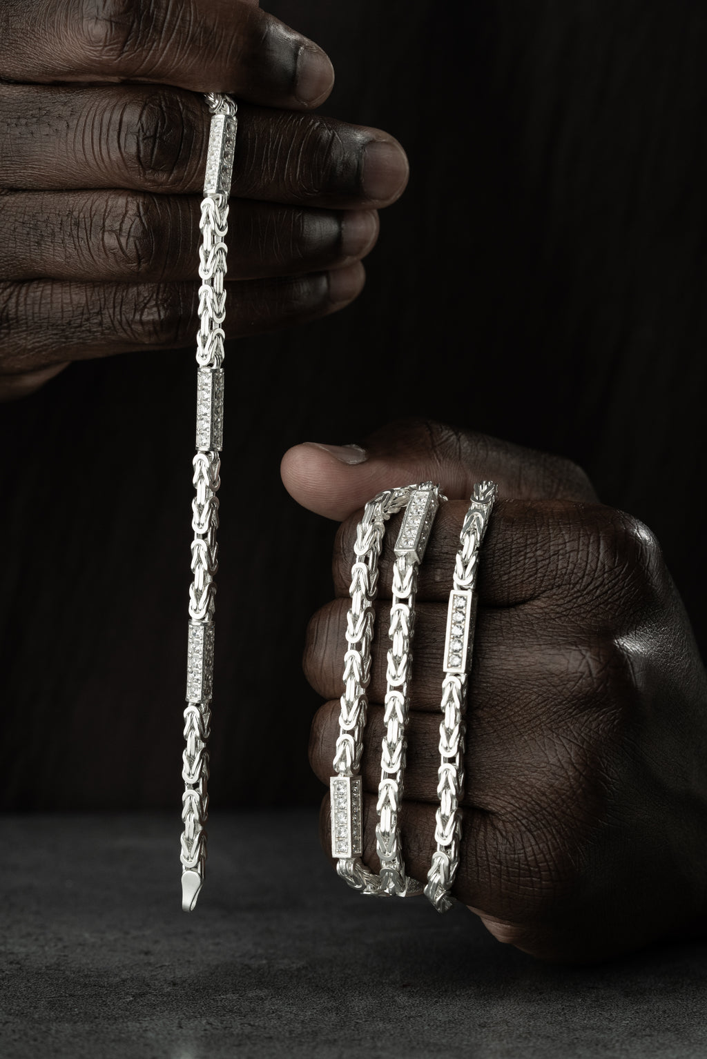 KING KEDJA MED RHINESTENES 4 mm SET | 925 SILVER