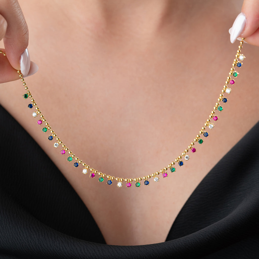 MIRIYA FÄRGFULL KEDJA | 925 SILVER