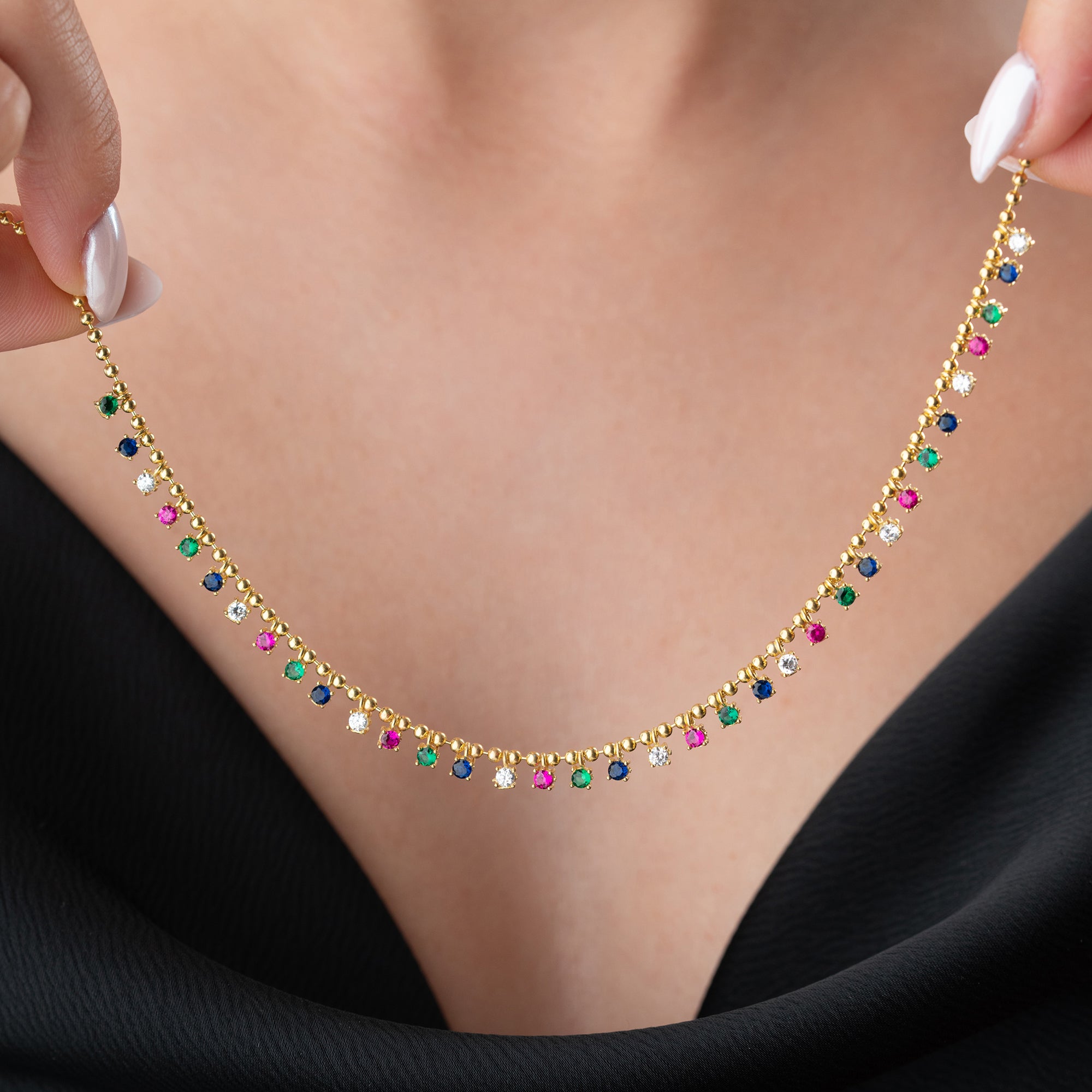 MIRIYA FÄRGFULL KEDJA | 925 SILVER