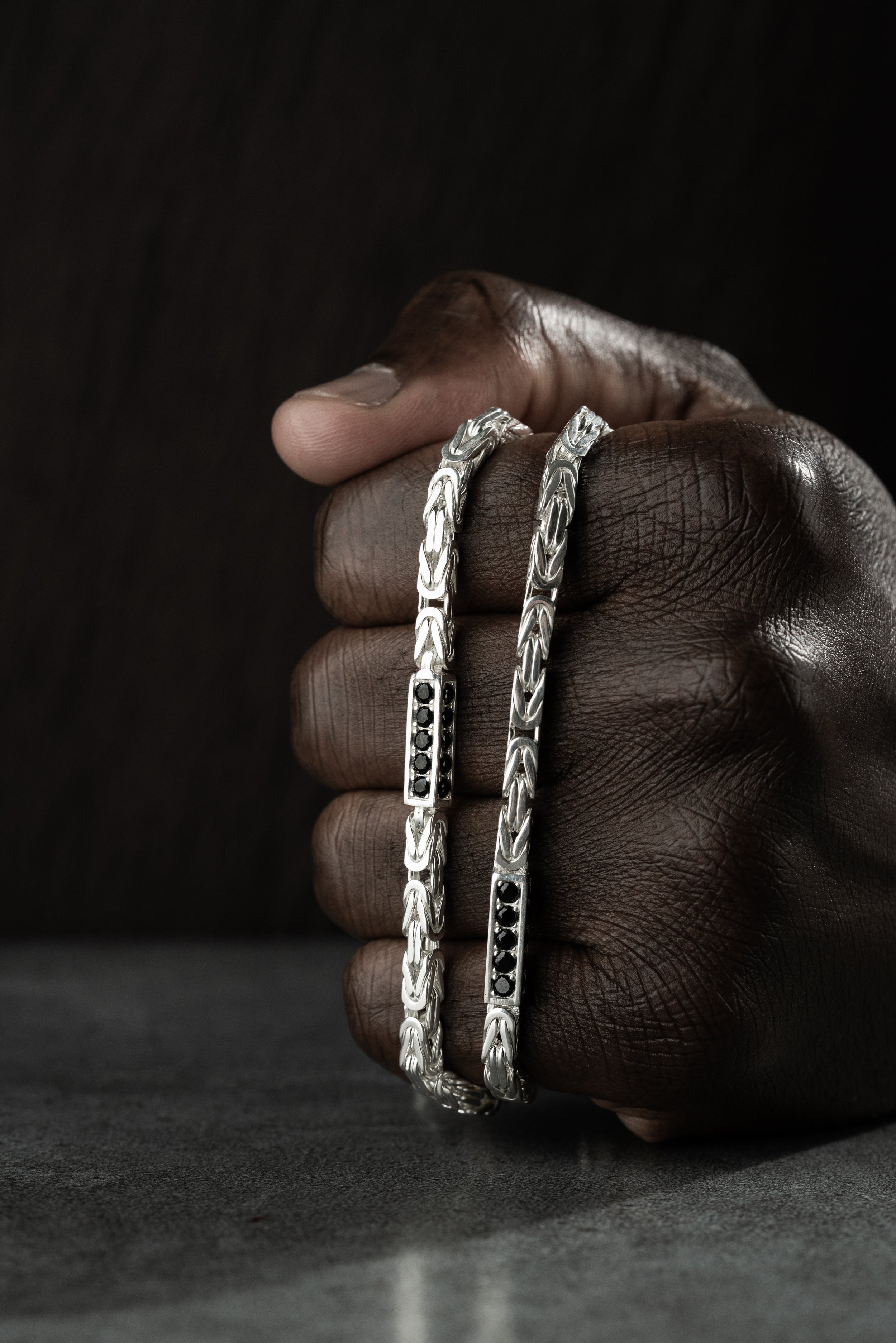 KING KEDJA SVART RHINESTENES 4mm | 925 SILVER