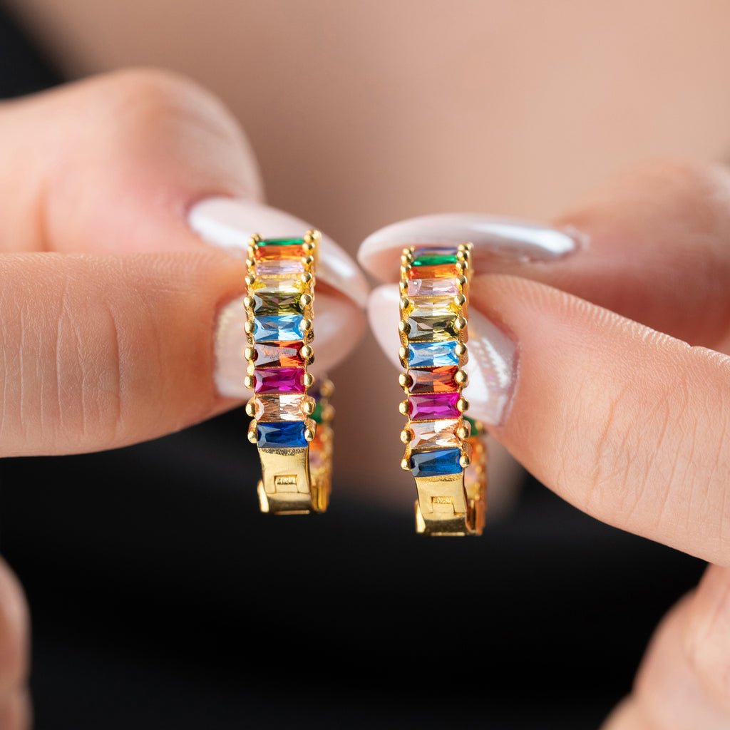 BAGUETTE FÄRGGLAD HÄNGNING | 925 SILVER