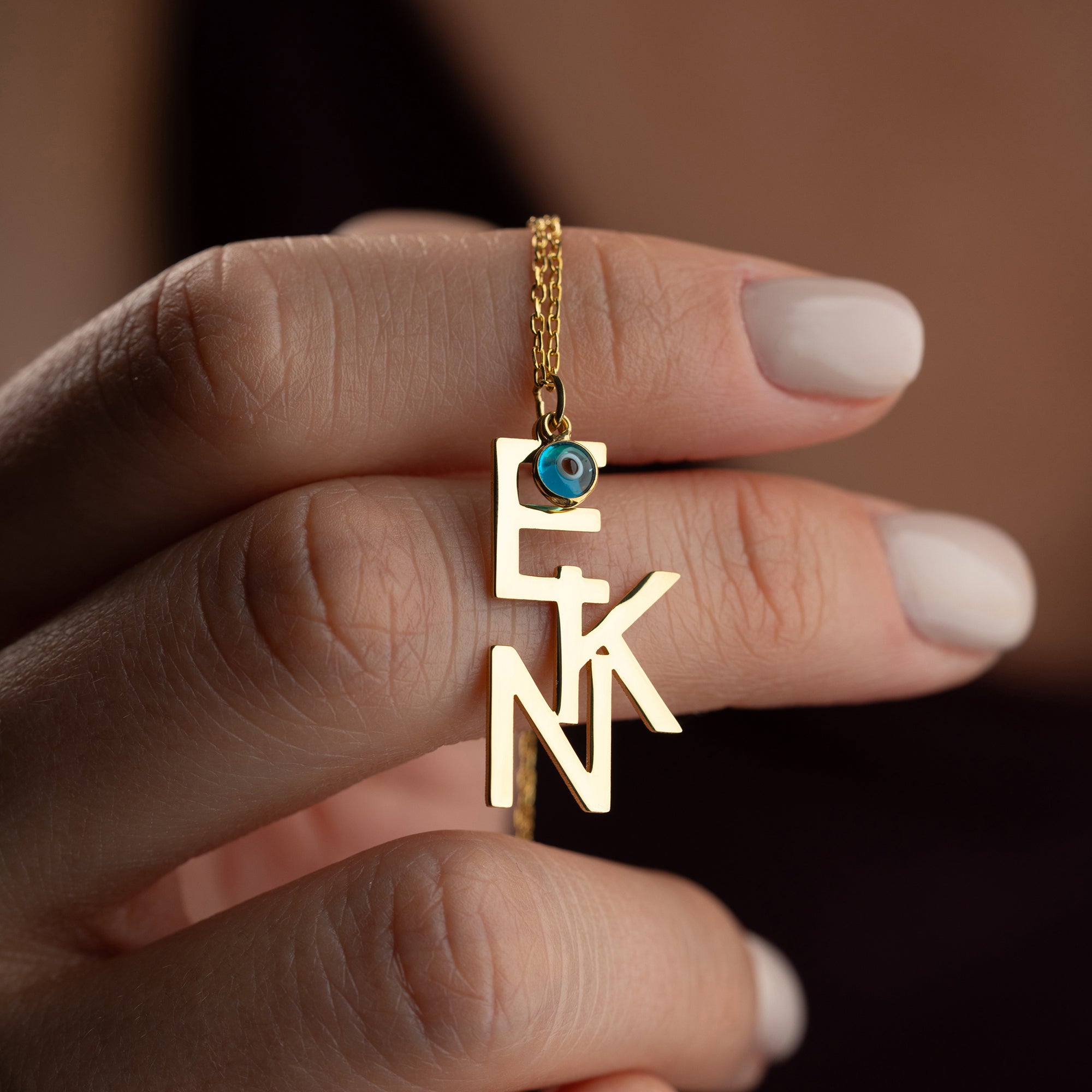 TRIO INITIALER HALSBAND MED NAZAR | 925 SILVER