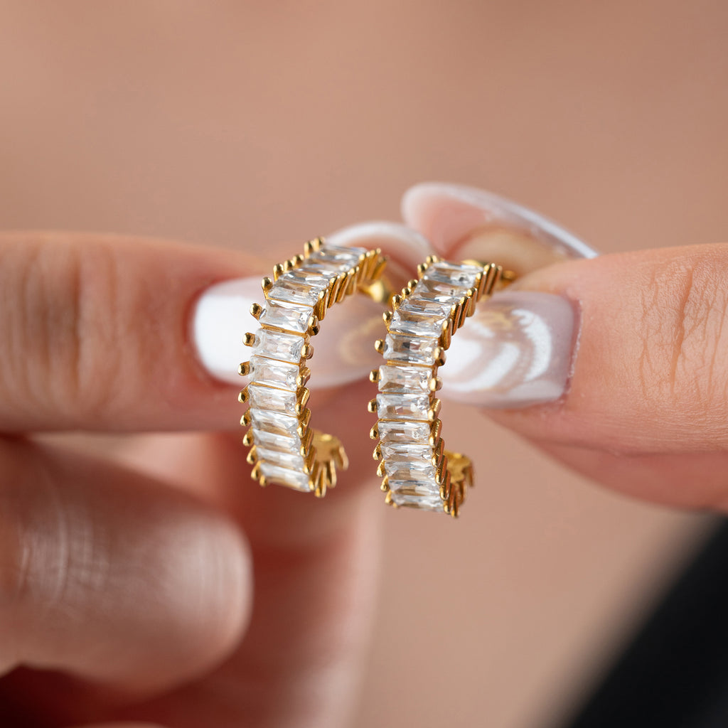 BAGUETTE HJÄRTA Örhänge för upphängning | 925 SILVER