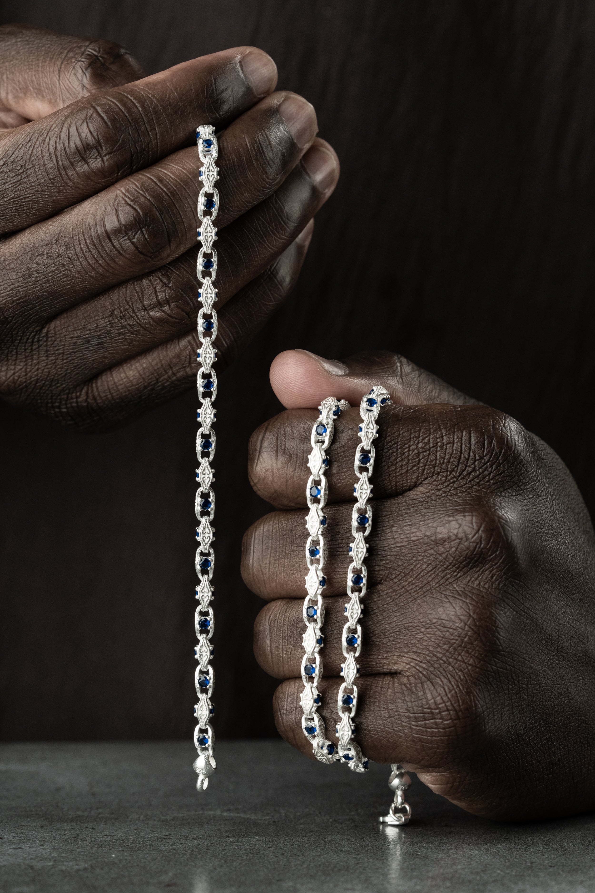 ANKER BLÅ DIAMANT SET | 925 SILVER 