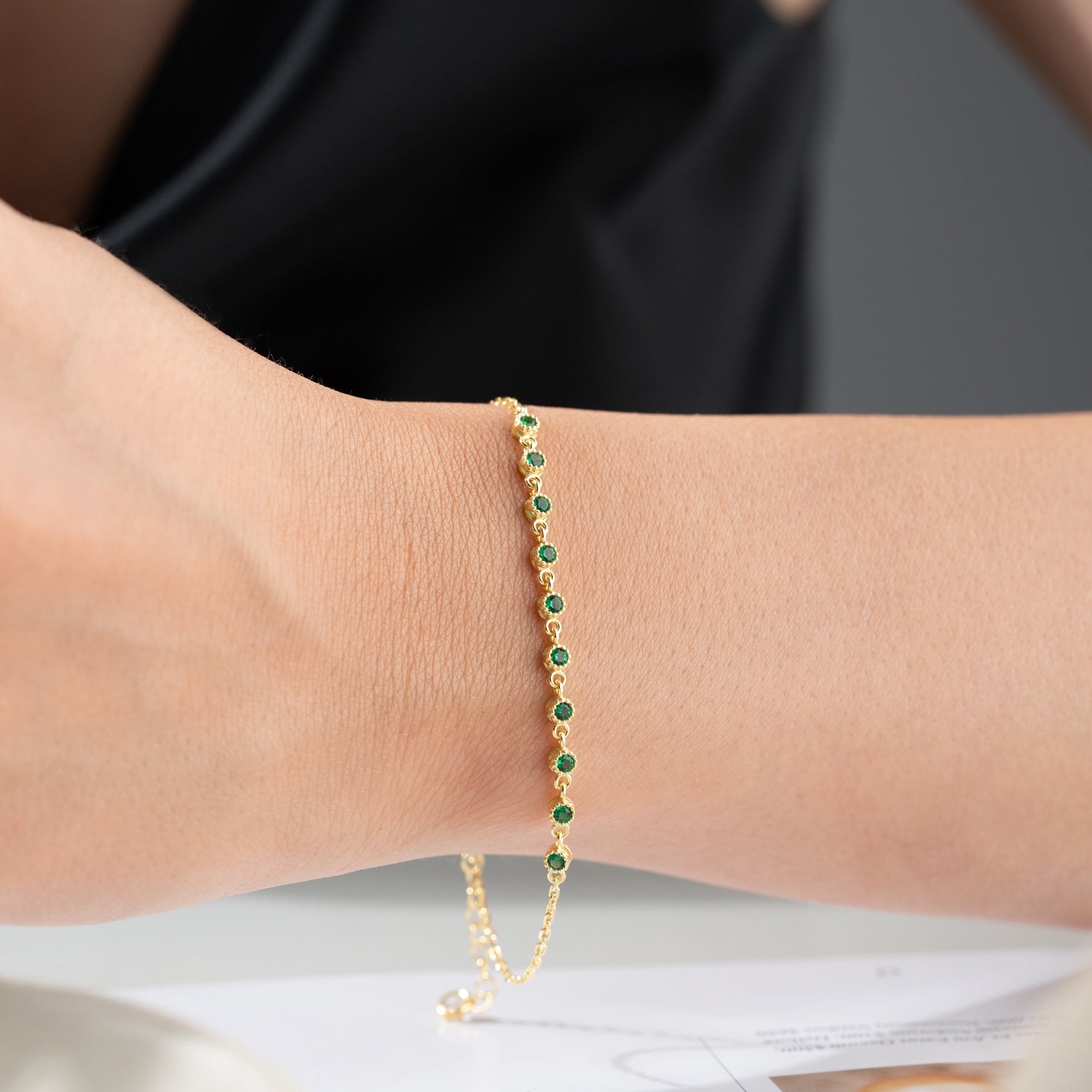 LIZI GRÖNT ARMBAND | 925 SILVER