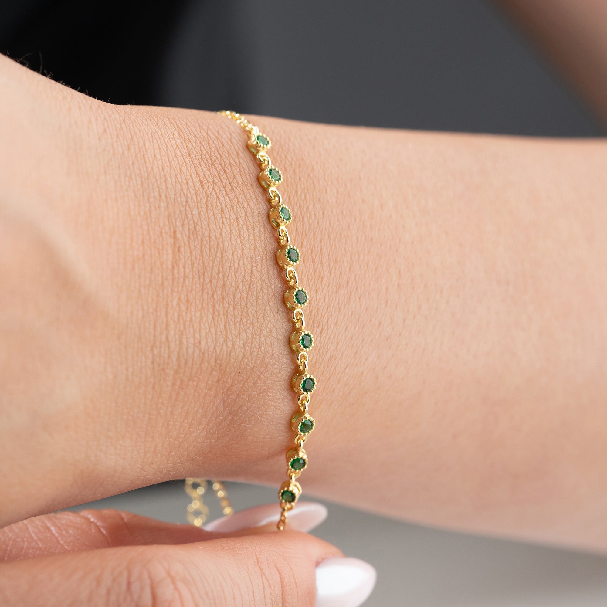 LIZI GRÖNT ARMBAND | 925 SILVER