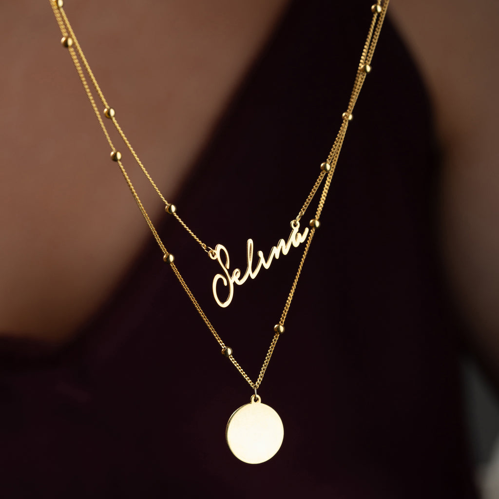 VINTAGE GOURMET NAMN KRAGE MED PLATSER | 925 SILVER