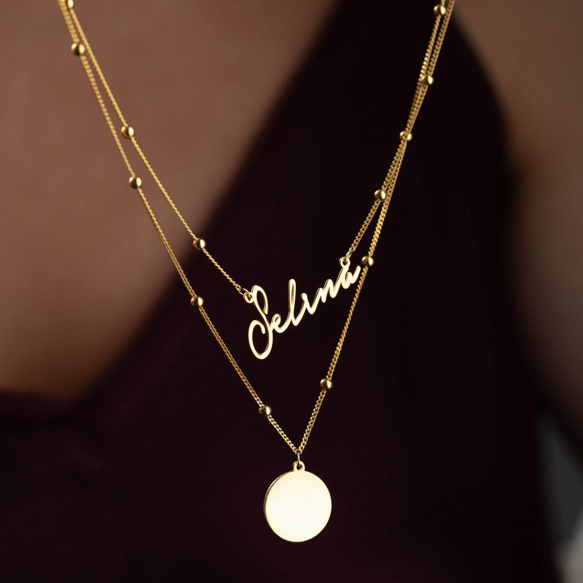 VINTAGE GOURMET NAMN KRAGE MED PLATSER | 925 SILVER