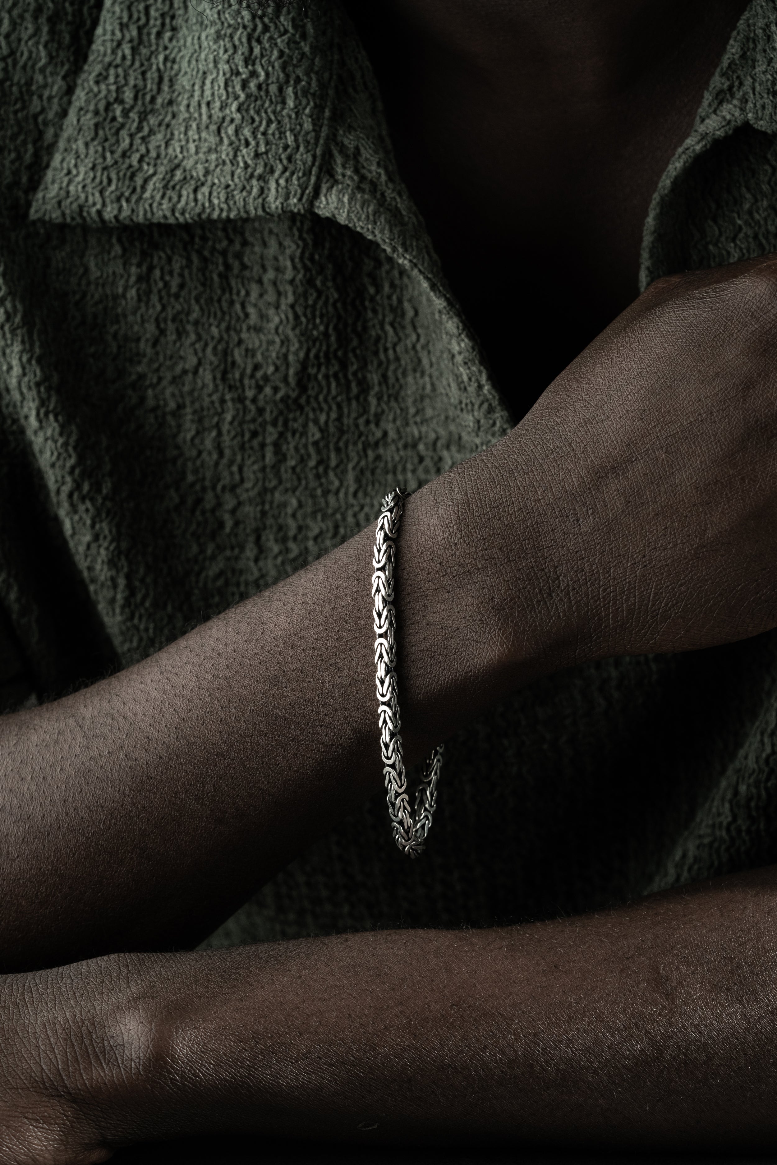 KING ARMBAND KVADRAT OXIDHJUL 5MM | 925 SILVER