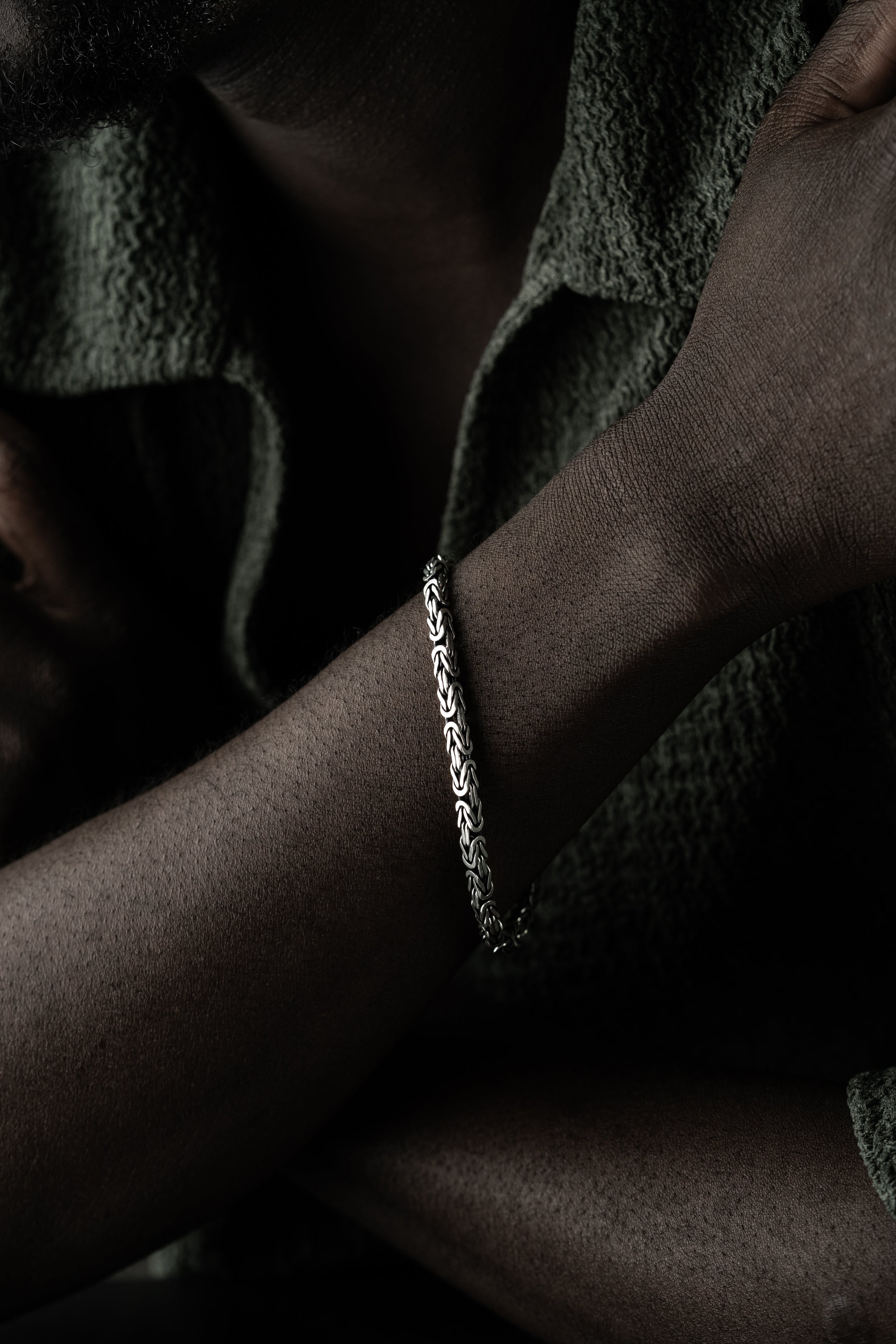 KING ARMBAND KVADRAT OXIDHJUL 5MM | 925 SILVER