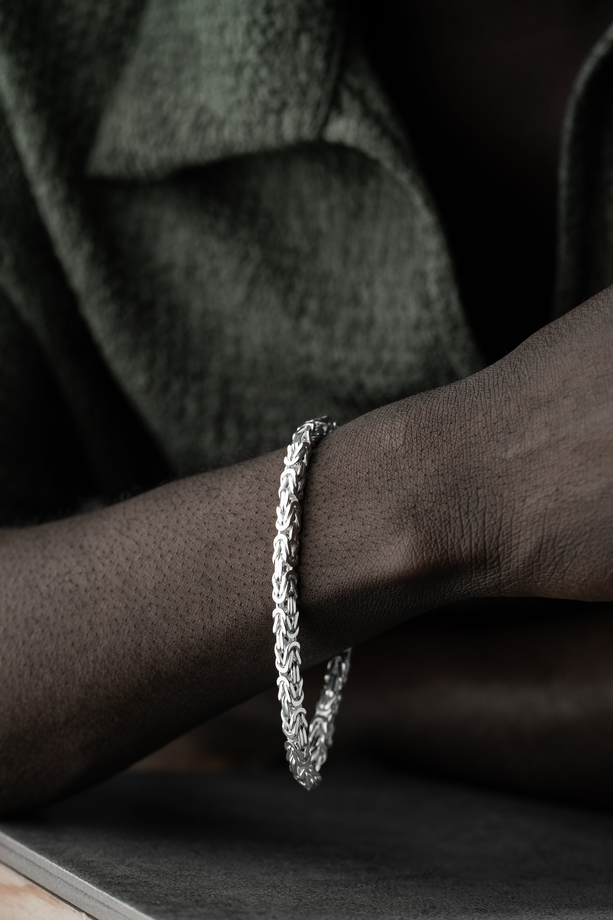 KING-ARMBAND KVADRAT MASSIVT 4MM | 925 SILVER