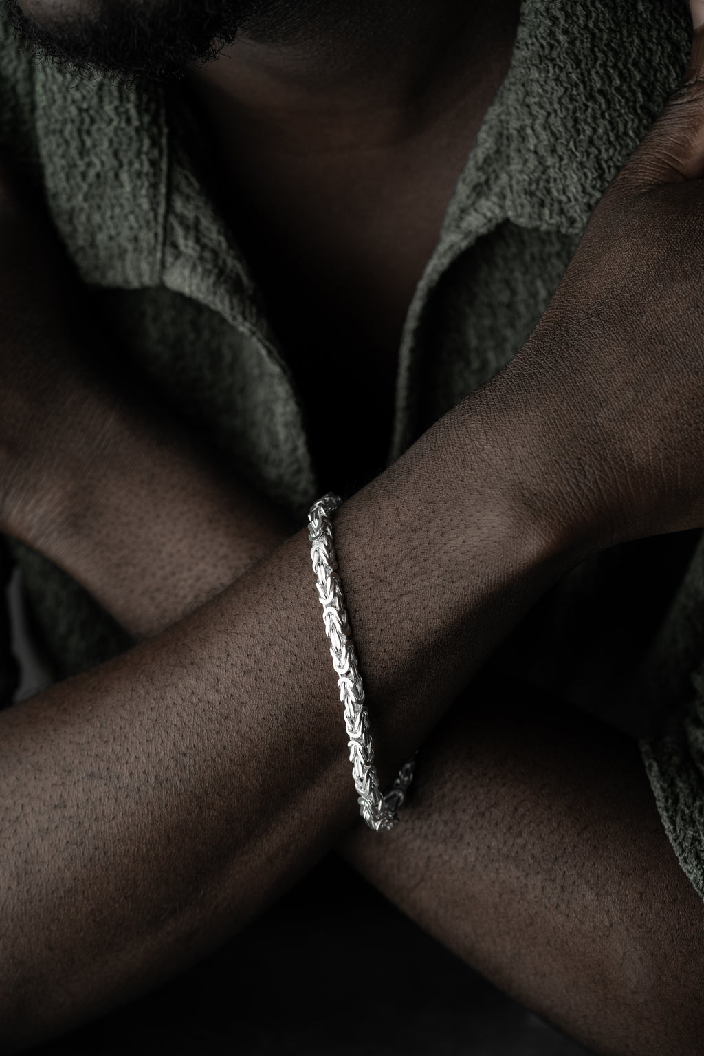 KING-ARMBAND KVADRAT MASSIVT 4MM | 925 SILVER