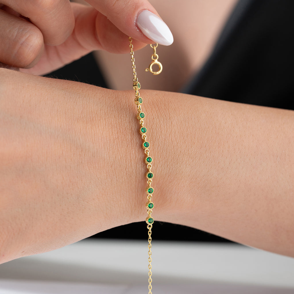 LIZI GRÖNT ARMBAND | 925 SILVER