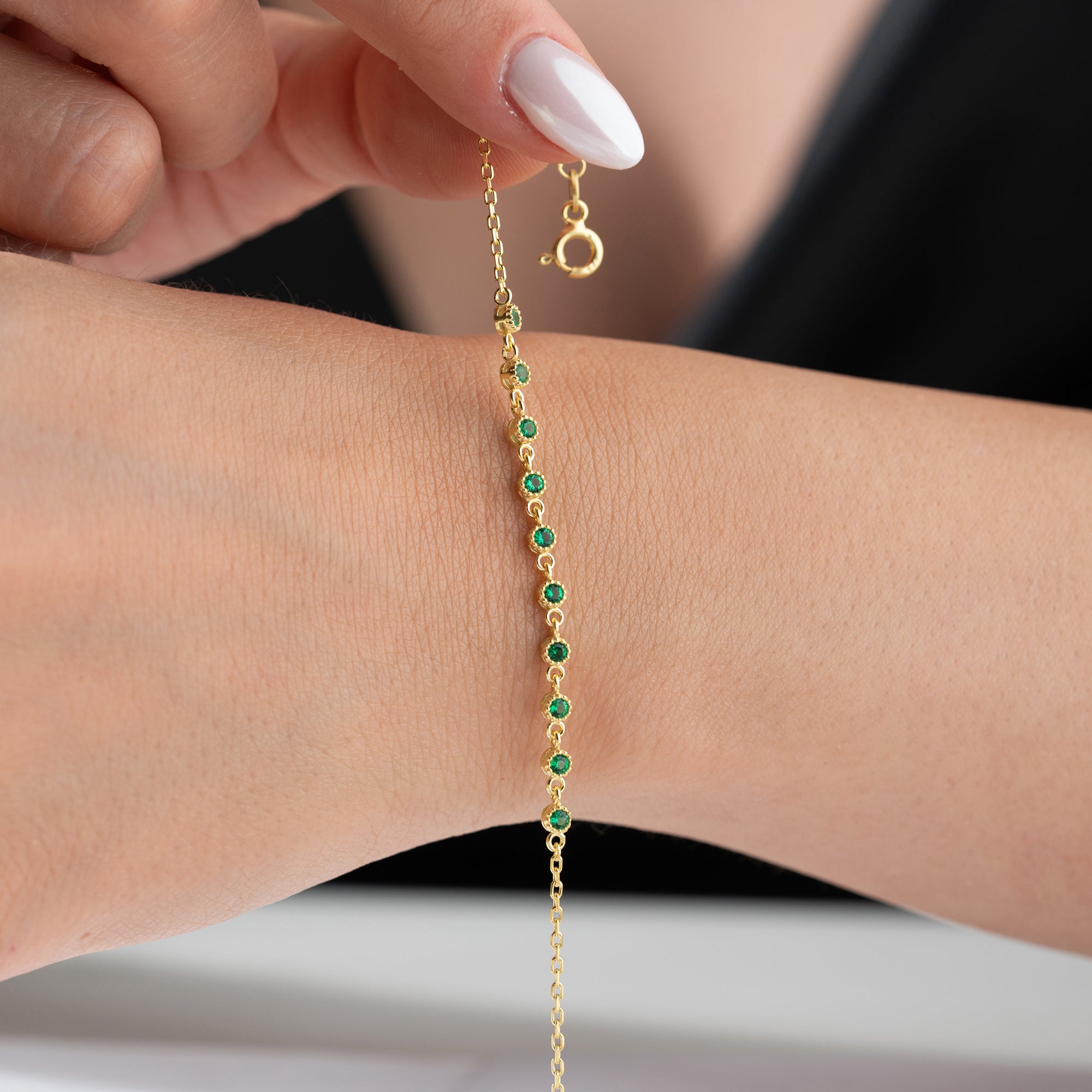 LIZI GRÖNT ARMBAND | 925 SILVER