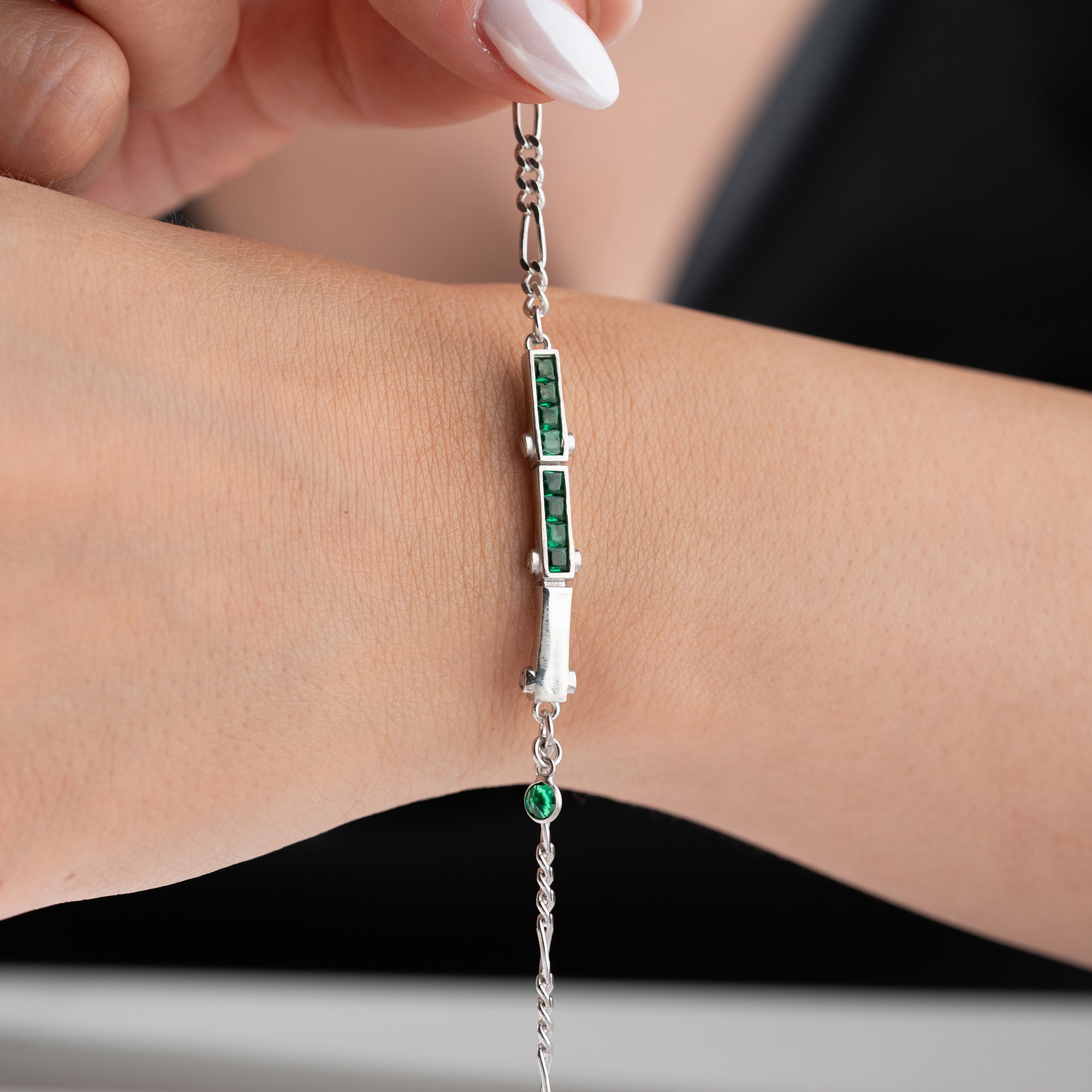 MISO GRÖNT ARMBAND | 925 SILVER